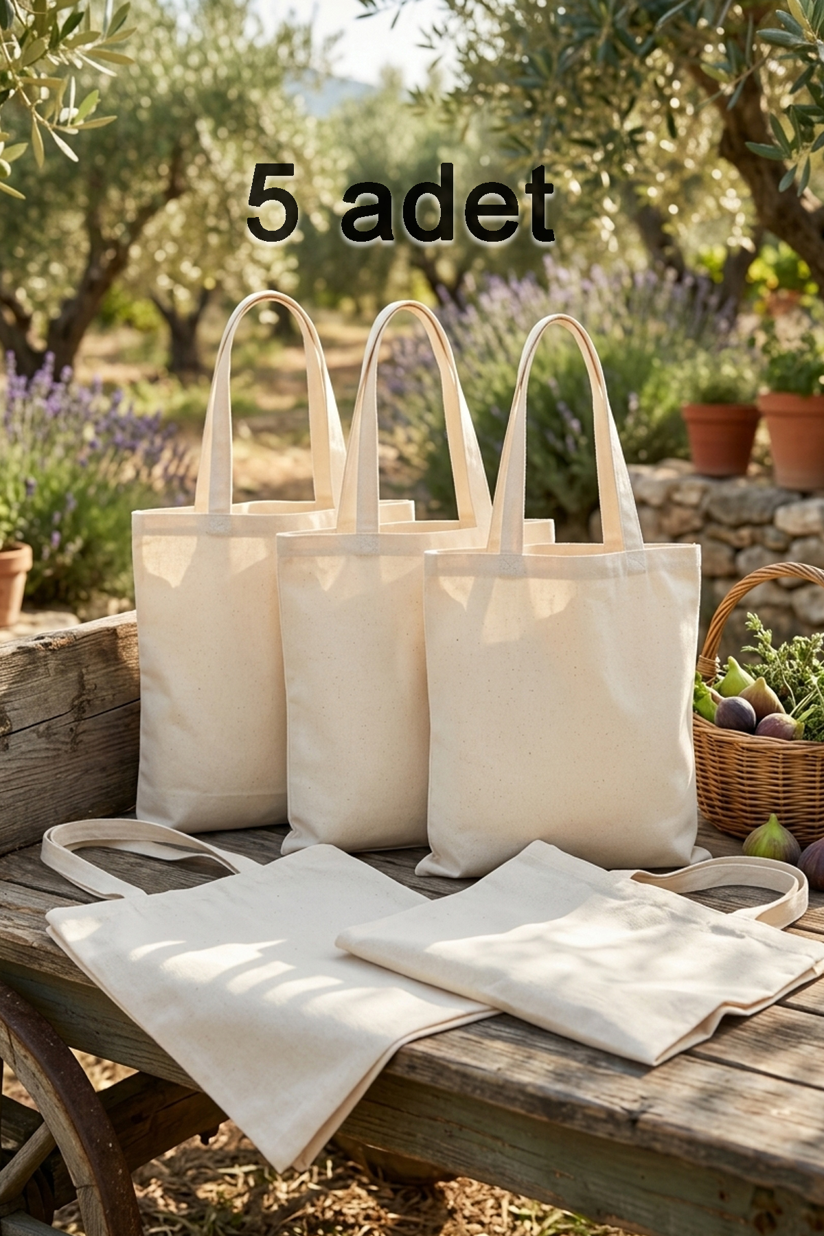 A8 Kurumsal Hizmetler 220 gr Kalın, 35x40 cm, Premium Kanvas Ham Bez Çanta 5’li Set, Boyama, Punch ve Nakış İçin Doğal Kumaş Tote Çanta
