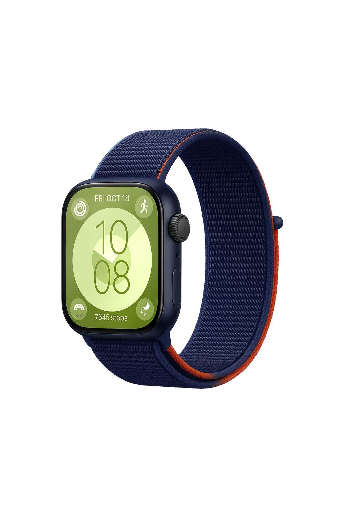 Huawei Fit 4 Hasırlı Cırtcırtlı Kordon (saat Değildir) - Lacivert-turuncu