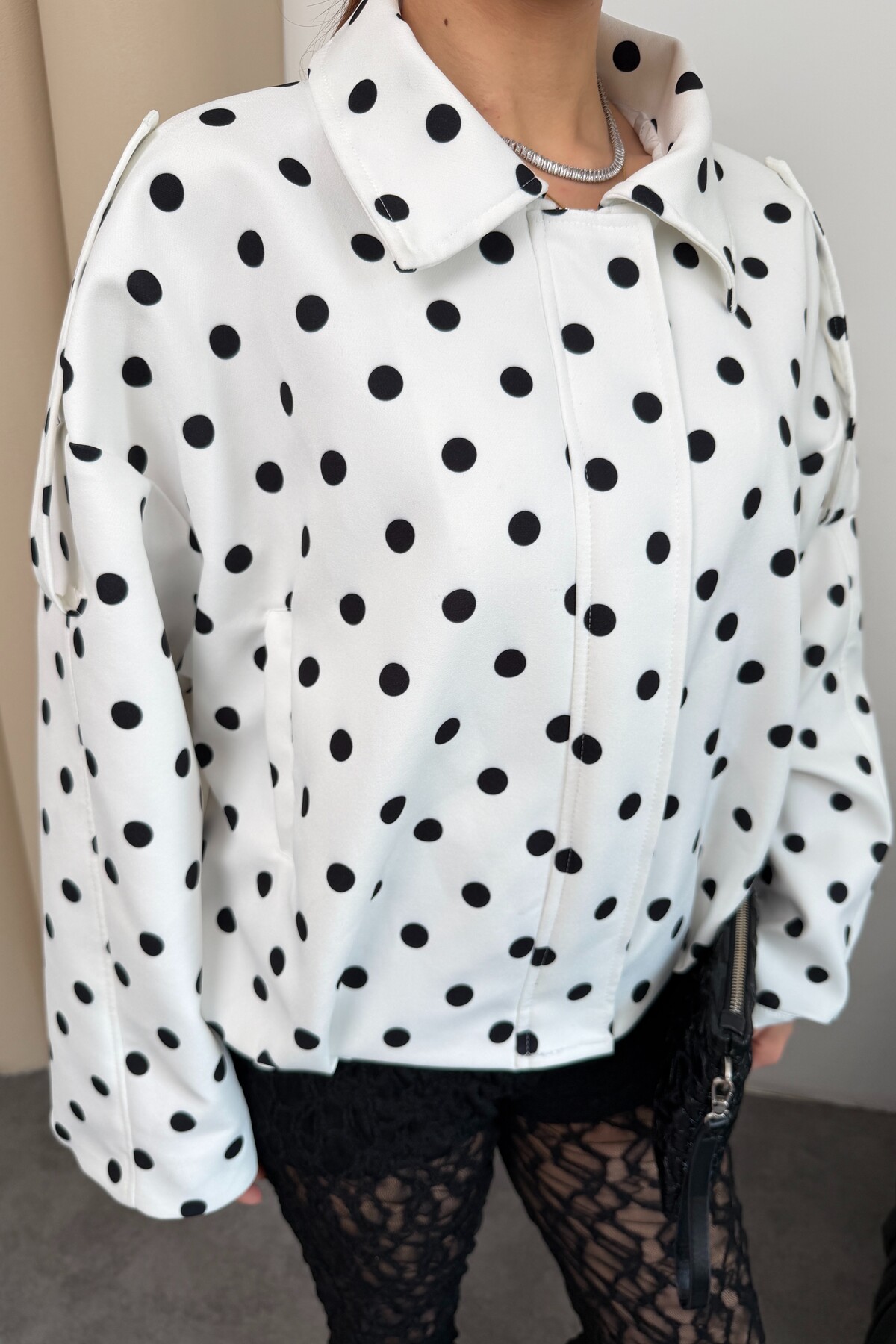 Women's Polka Dot Oversize Bomber Jacket | New Season Season Seasonal Jacket