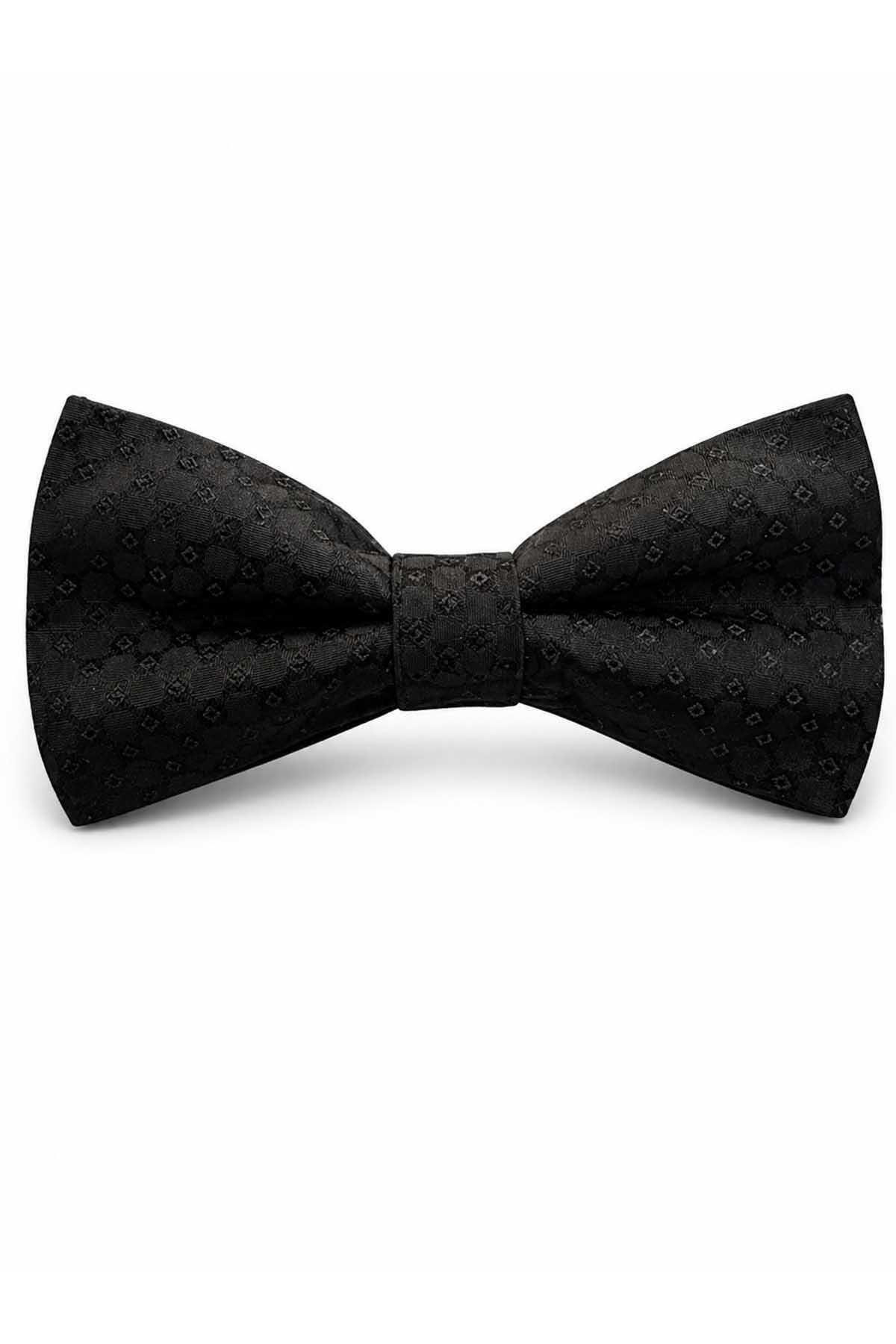 Kravatkolik Siyah Motif İpek Papyon SB233 görsel 4