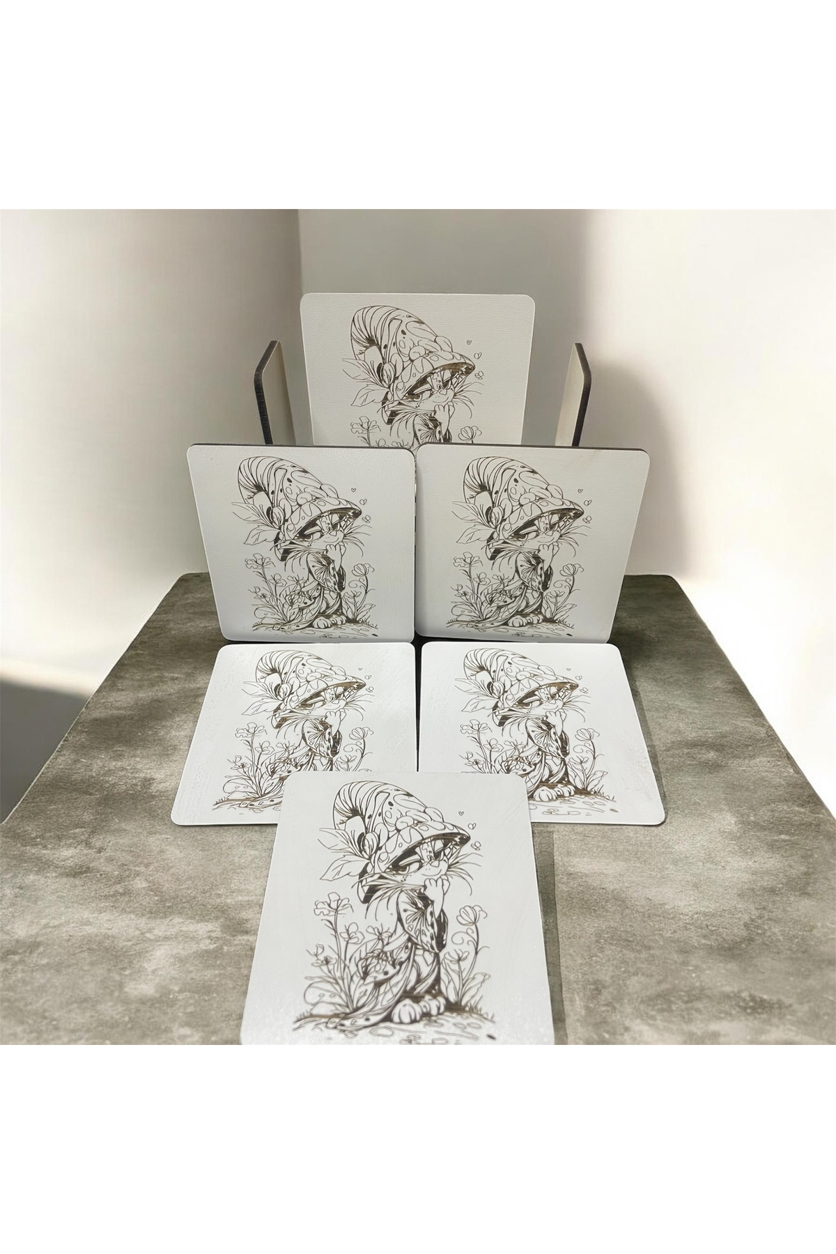 6 Lı Mdf Bardak Altlığı Dekoratif ECCECA1010 - Görsel 5
