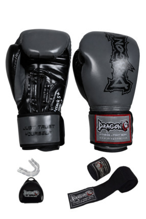 Dragondo Attack Boks Eldiveni Kick Boks Muay Thai Gri Boks Eldiveni Bandaj Ve...
