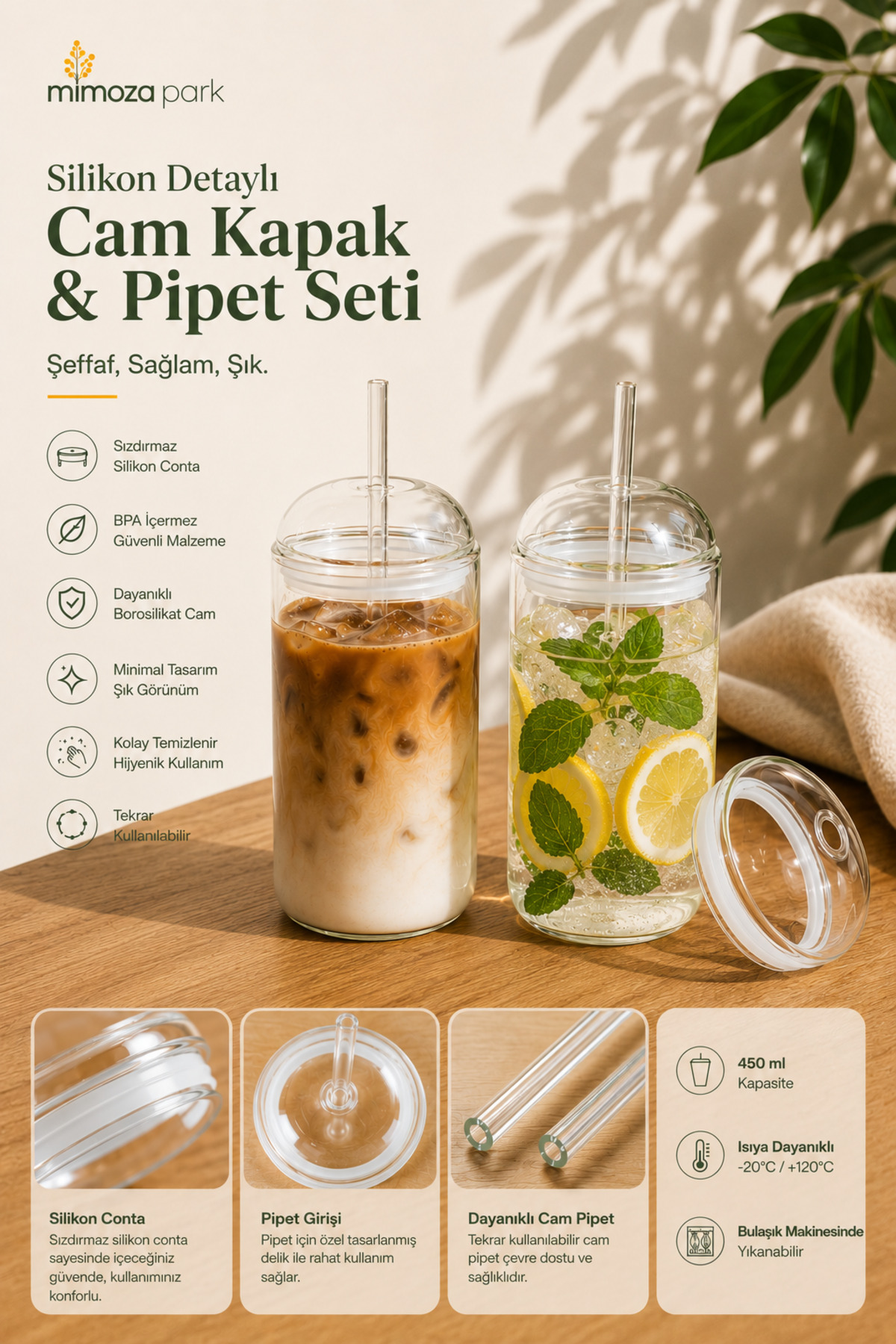 2 X Heat Resistant Seal Lid Cups - Borosilicate Pinterest Cups 450 ml
