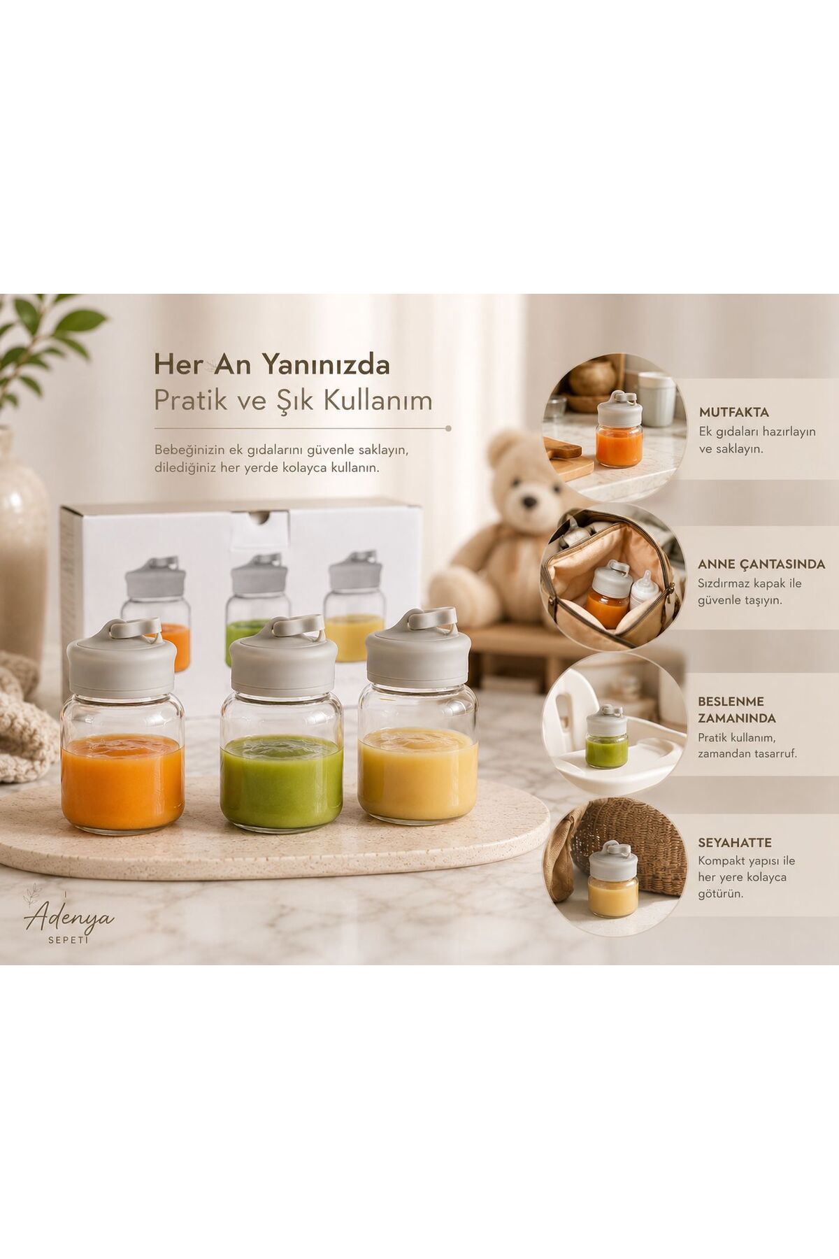 Madame Coco Adenya Sepeti Colina 3'lü Bebek Kavanozu 300 ml-Soft