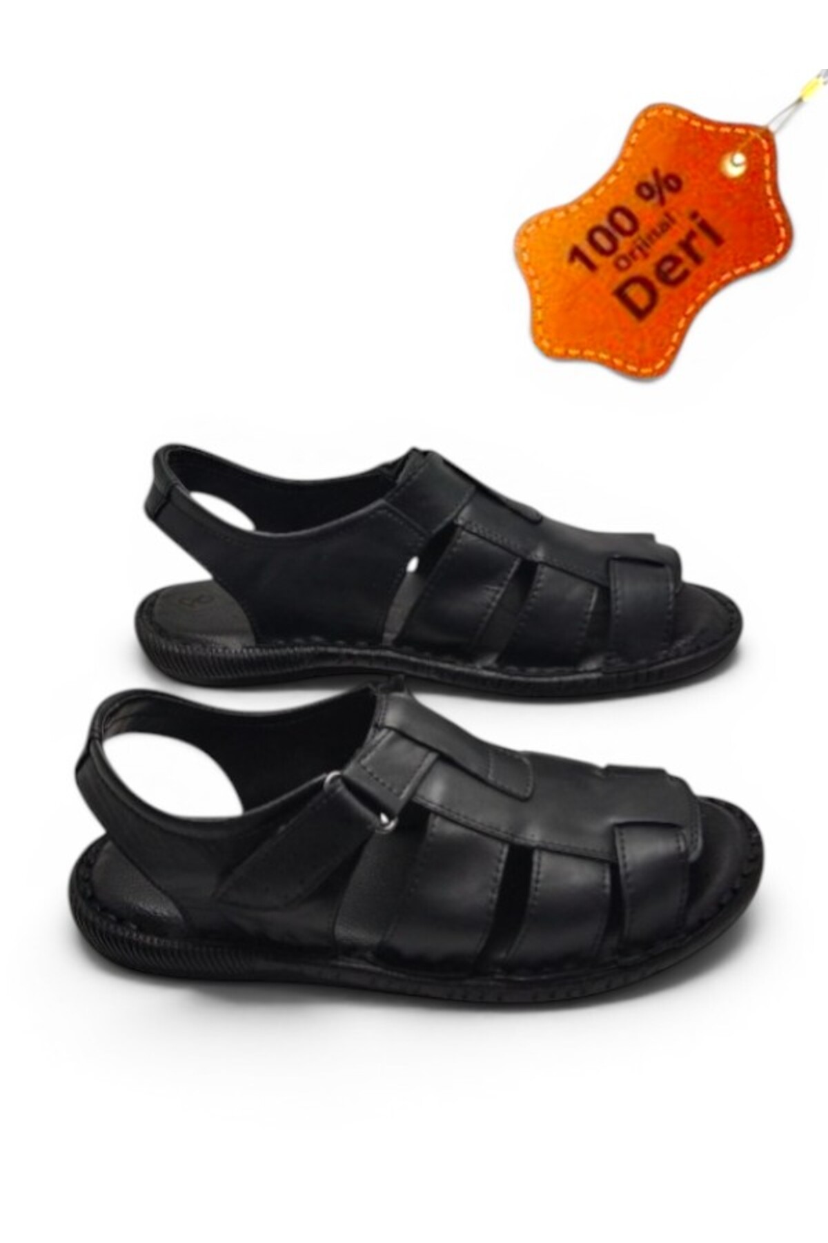 MAGIC SHOES Günlük Hakiki Deri Ortopedik Tabanlı Erkek Sandalet görsel 3
