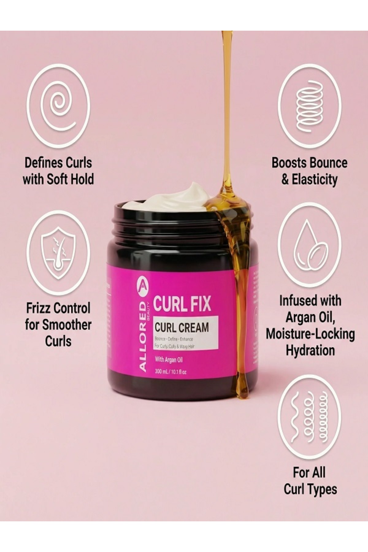 ALLORED CURL FİX CREAM MÜKEMMEL BUKLELER BUKLE BELİRGİNLEŞTİRİCİ KREM 300ML — CURLFİX300ML — تصویر 4 از 4