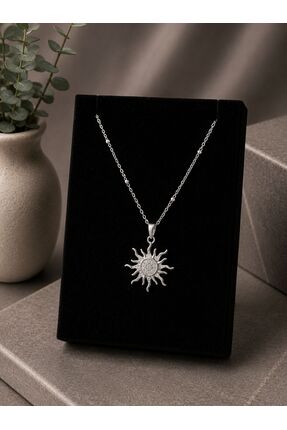 VestaAurelia Minimal Güneş Figürlü Silver Çelik Kadın Kolye
