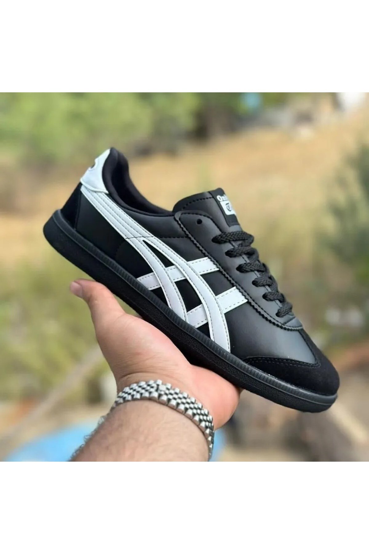 Rahat Bağcıklı Günlük Spor Ayakkabı Kadın Sneaker Siyah-Beyaz