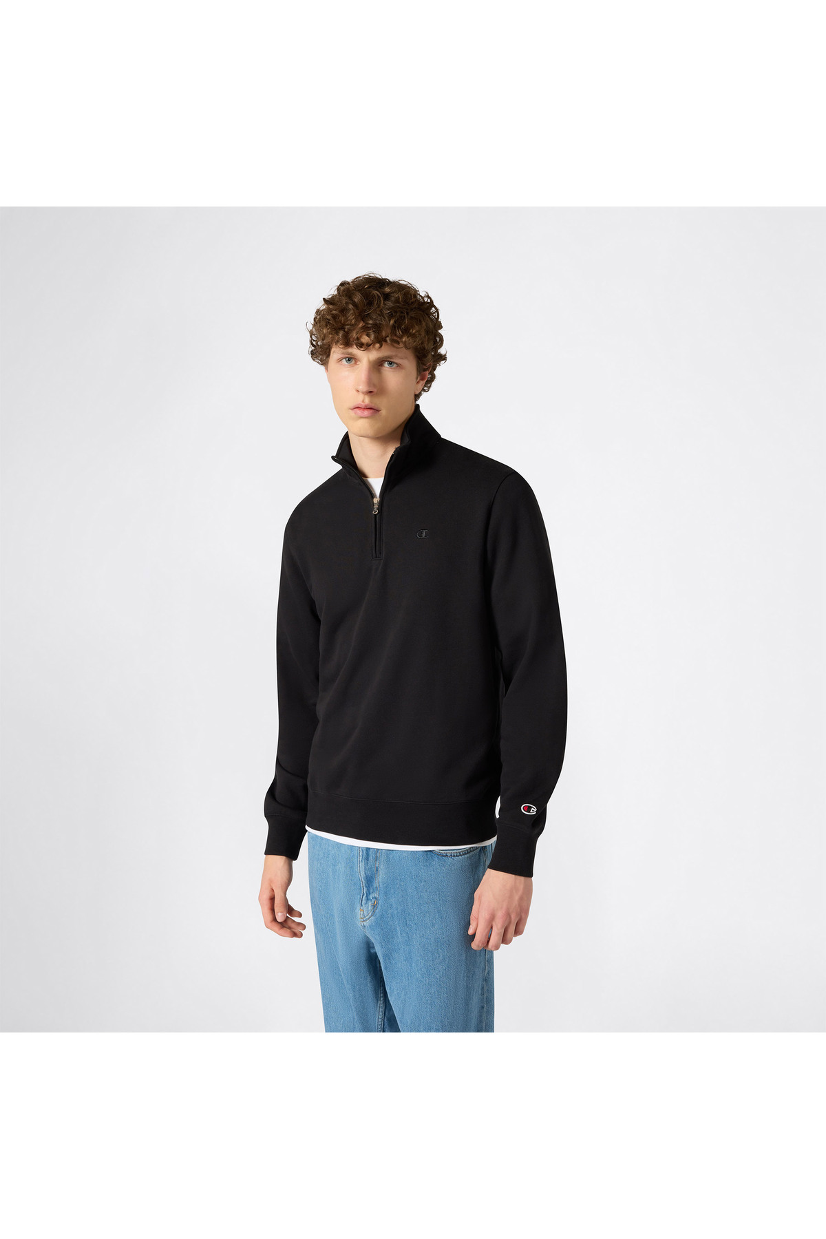 Champion Half Zip Erkek Siyah Sweatshirt