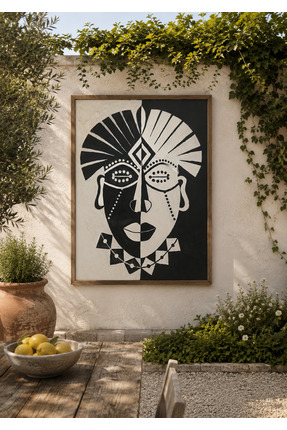 Boho wellness studio – Tribal Soul Çerçeveli Etnik Duvar Tablosu | Siyah Beya...