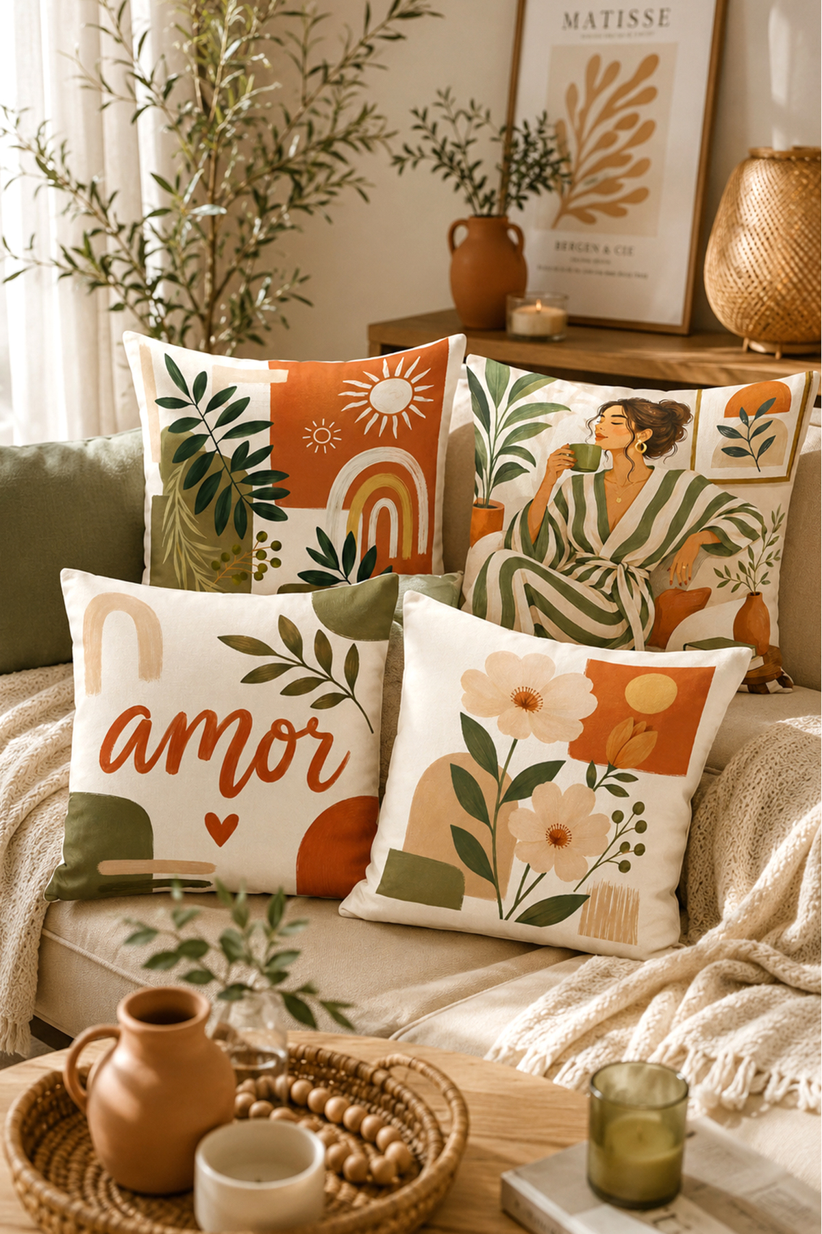 Pop Art Series Double-Sided Digital Printed 4-Piece Cushion Pouch Set