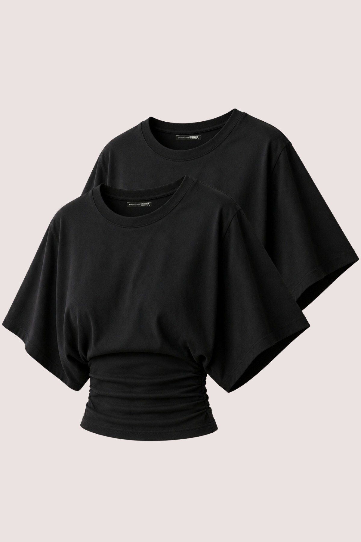 GhassyCo Women's 2-Pack 100% Cotton Stretchy Bat Sleeve Waist Sitting Crew Neck Summer Combed Cotton Sports T-Shirt