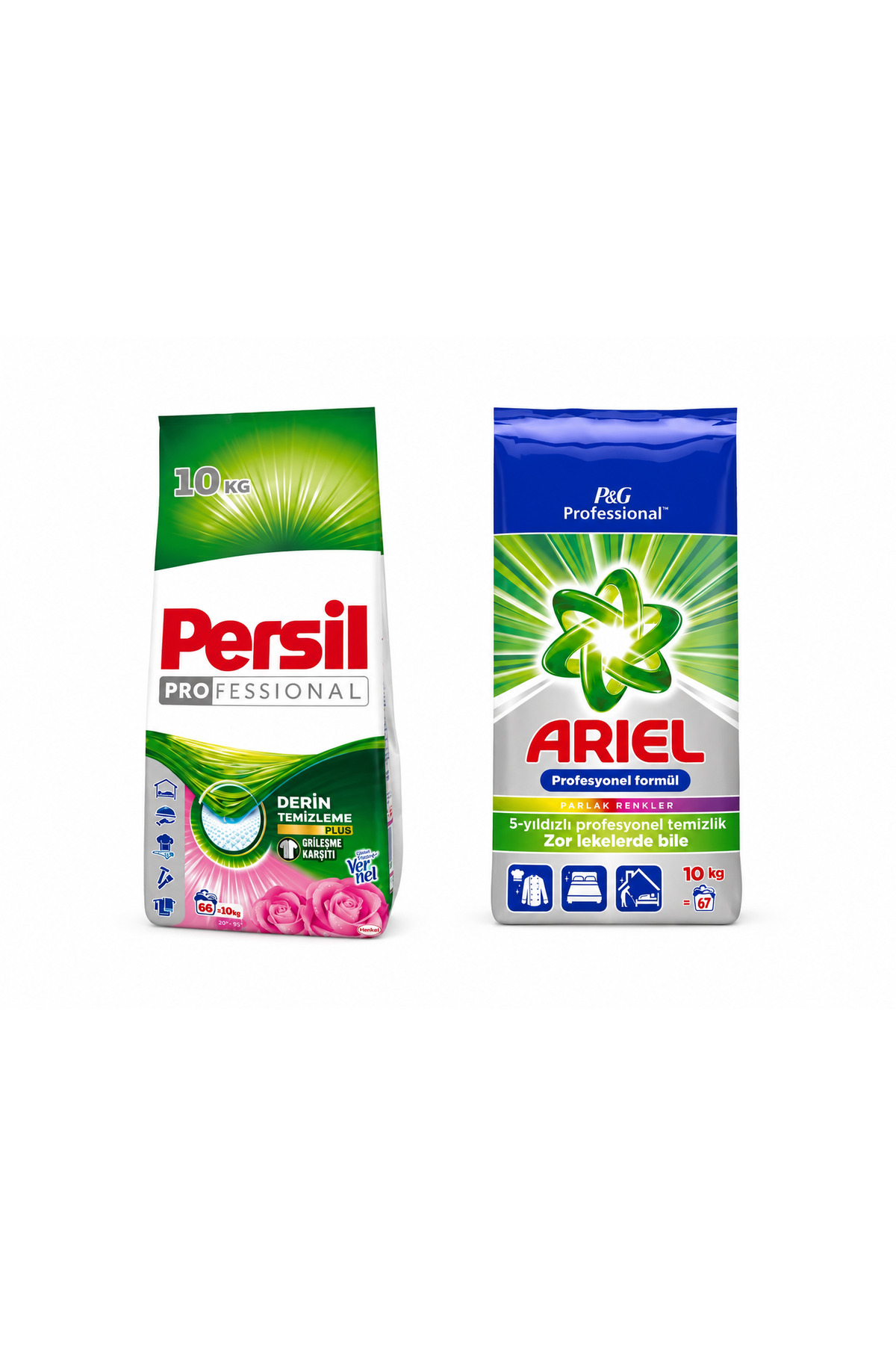 Persil Промо пакет: Професионален 10кг + Ариел Професионален 10кг, Общо 133 и...