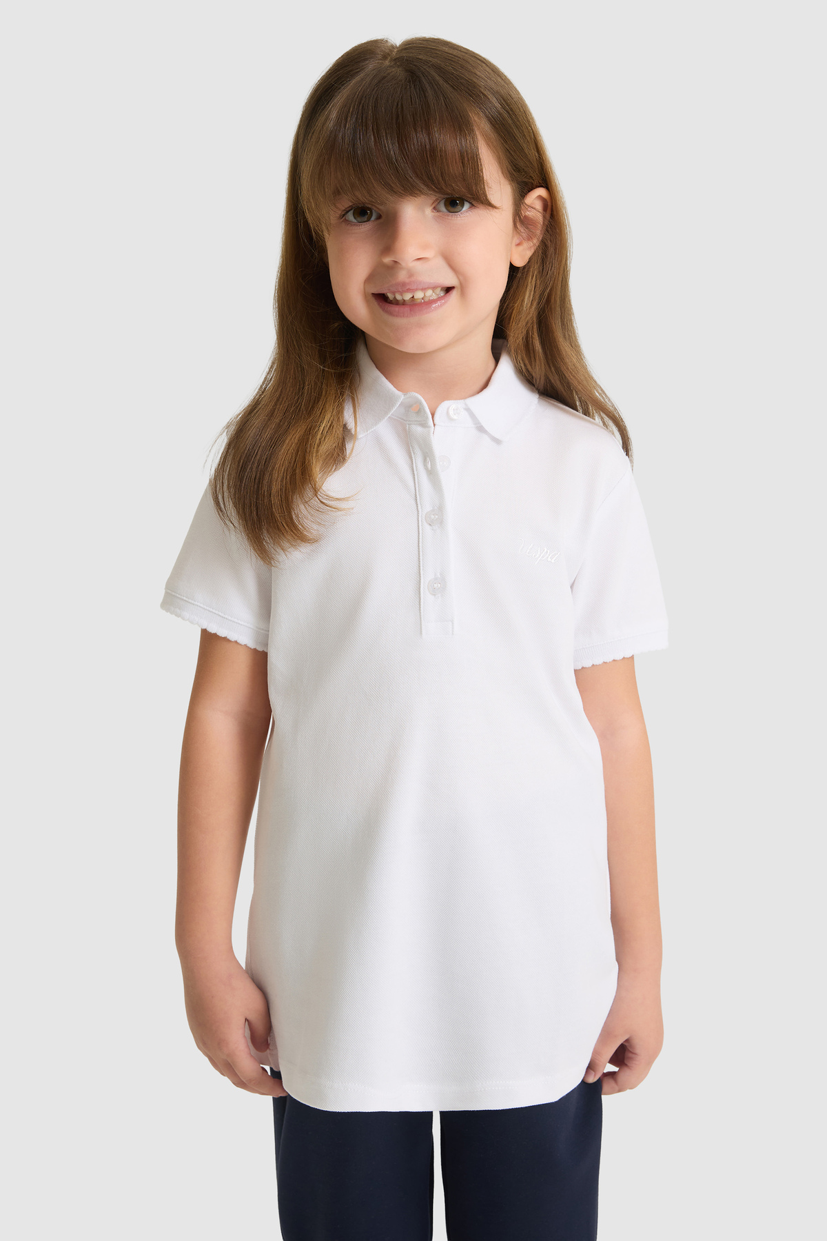 U.S. Polo Assn. Mädchen-T-Shirt mit Polokragen, weiß, Basic, 50328218-VR013