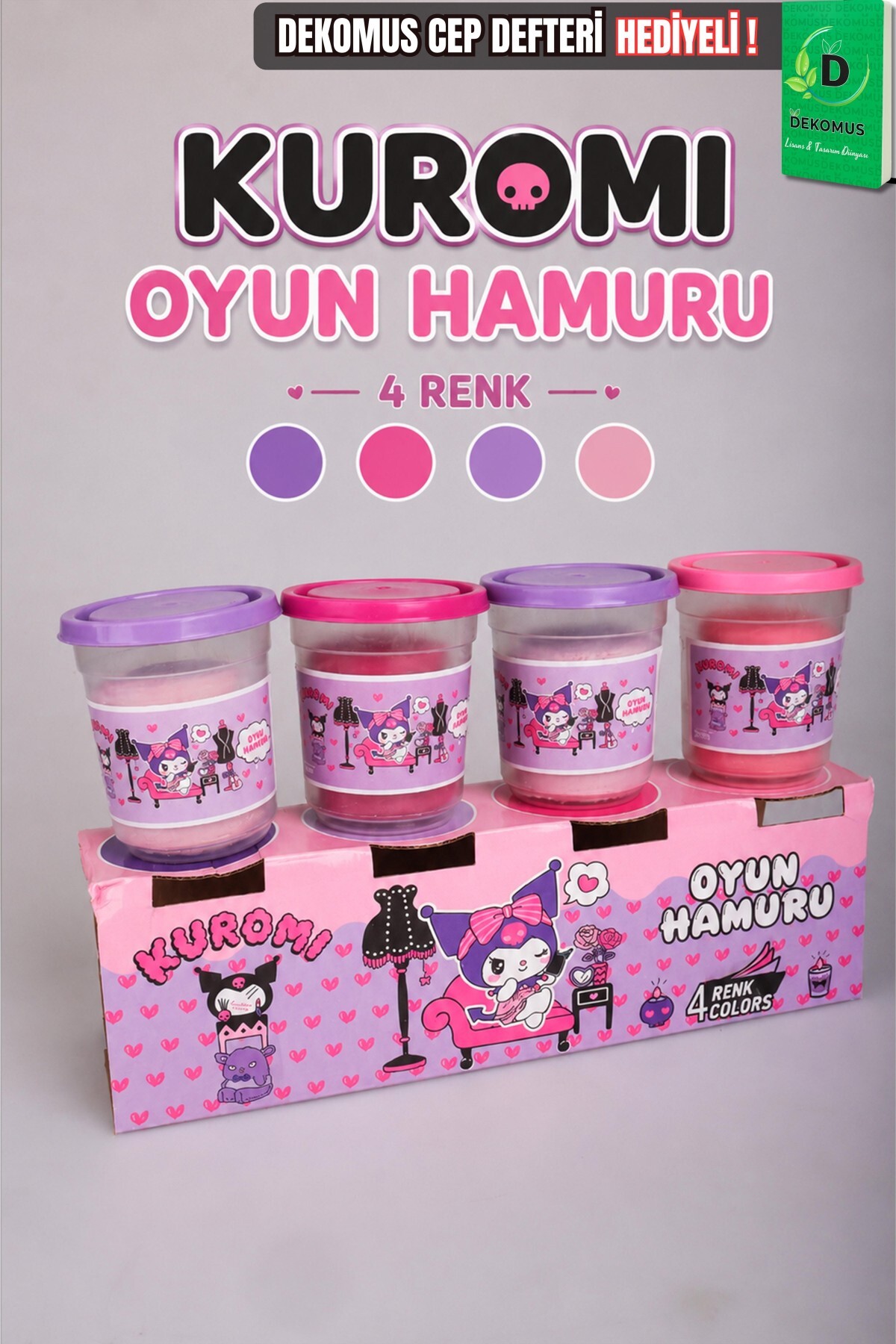 kuromi x Dekomus Lisanslı 4'lü Oyun Hamuru