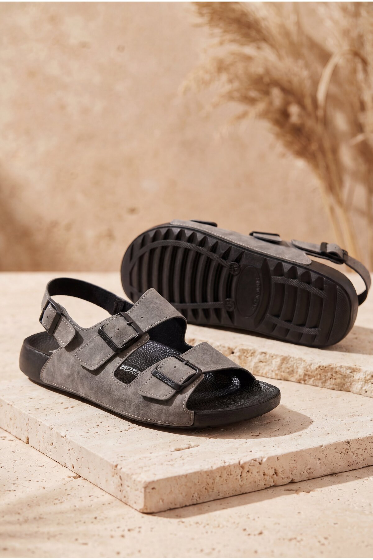 Shoebuo Erkek Sandalet Terlik Çift Tokalı Anatomik Taban Rahat Günlük Yazlık Premium Şık Tasarım görsel 3
