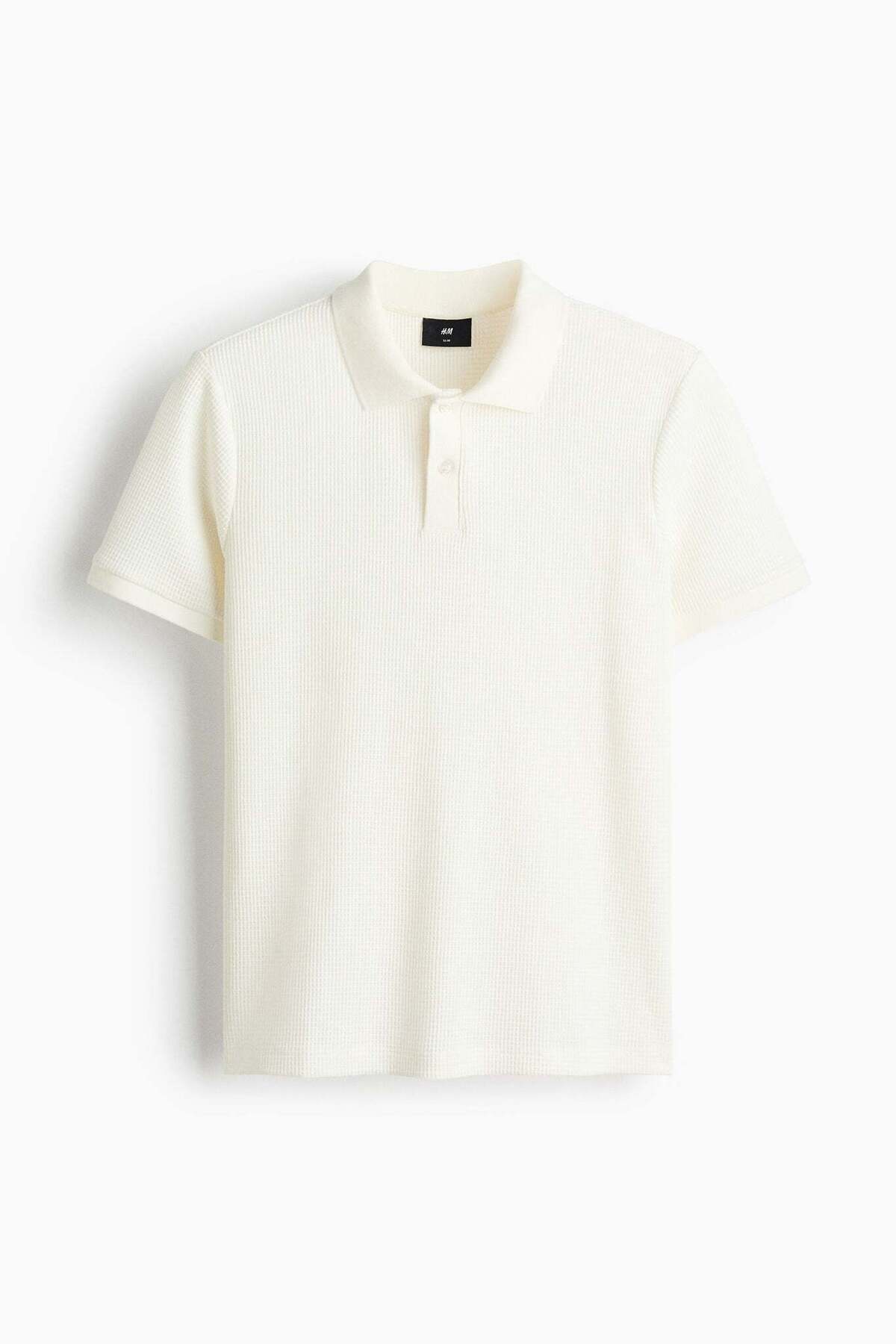 H&M Slim Fit Waffle-knit polo shirt