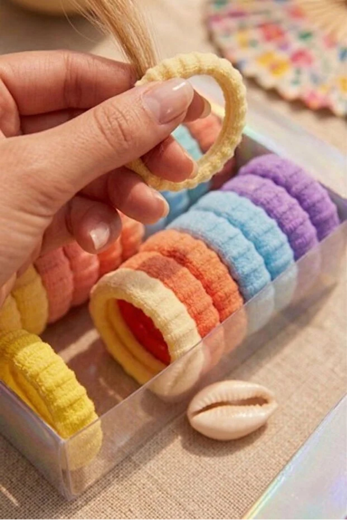 monalisatoka Kadın Kahverengi Ultra Esnek Tırtıklı Havlu Lastik Toka Seti 10lu