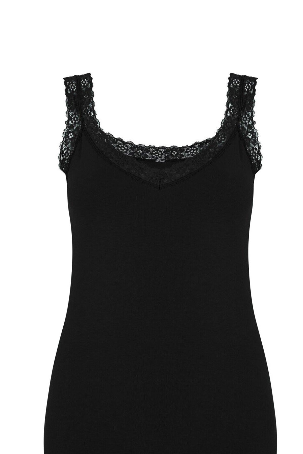 COMFORT SECRET Kadın Siyah Likralı Dantelli Atlet