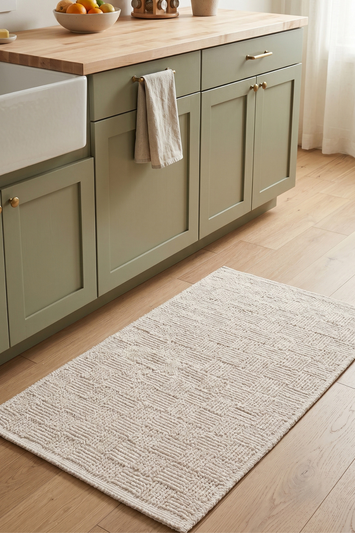 Luna Cream Runner 80x150 cm | 100% Cotton, Washable, For Bathroom, Kitchen and Bedroom