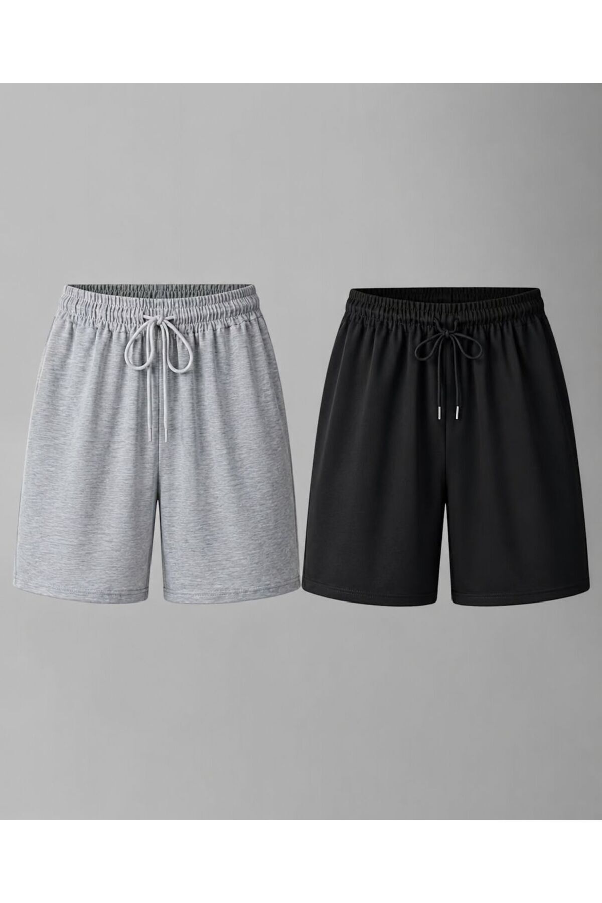GERLAY Shorts 2 Pieces Black Gray Wide Fit
