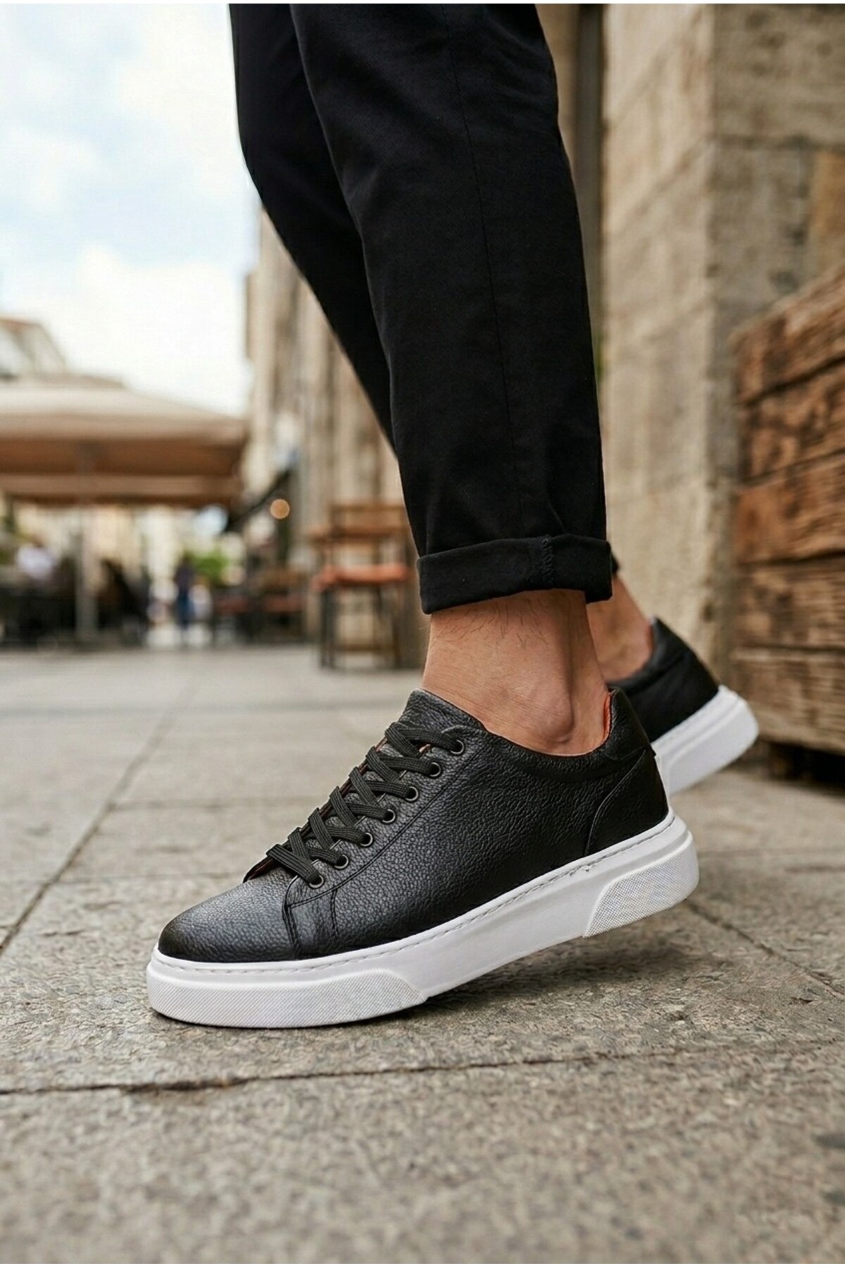 BOA BLF 010 Erkek Sneaker Günlük Casual Spor Ayakkabı Siyah Beyaz Taban görsel 7