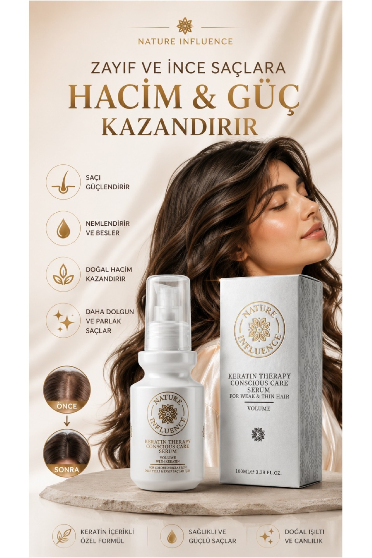 KERATİN TERAPİLİ GÜÇLENDİRİCİ SAÇ SERUMU 100ML — TYCF4EA5AB0E2F51D7E51F000 — تصویر 5 از 5