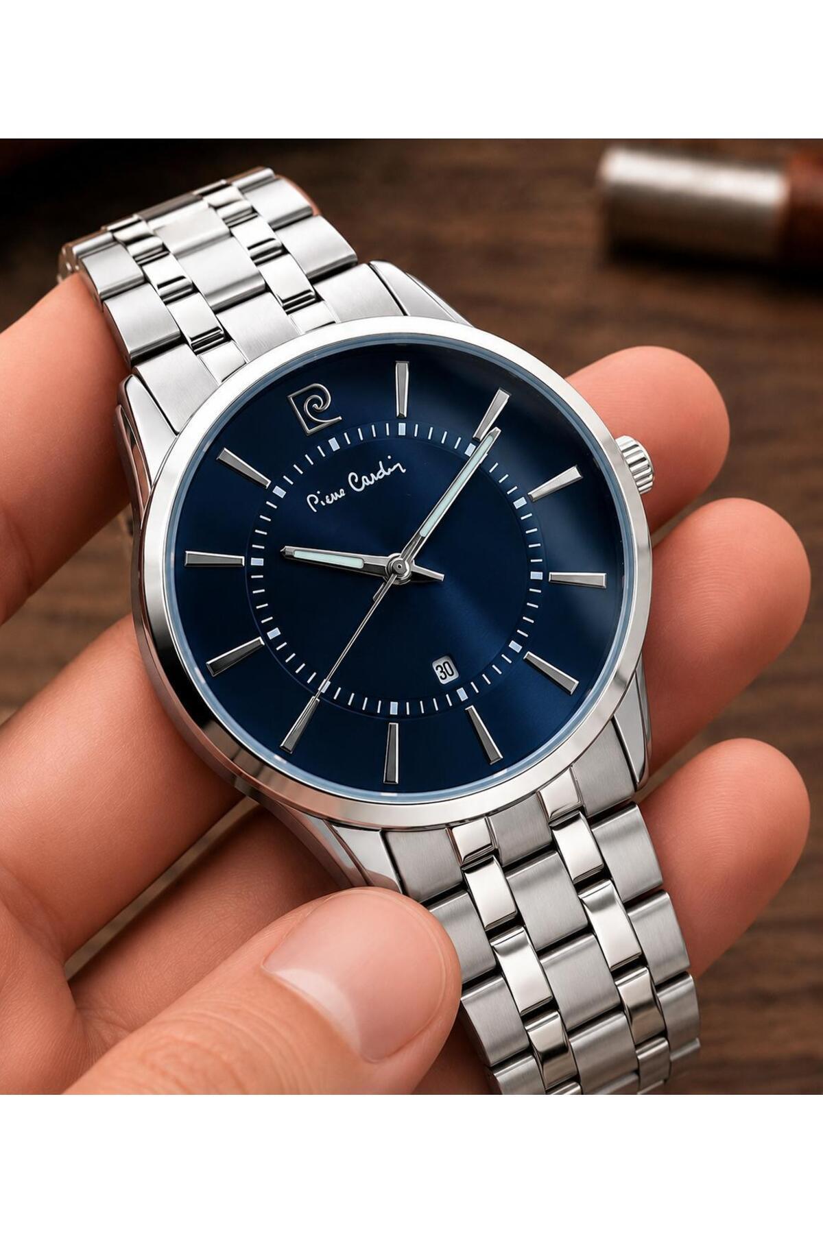 Pierre Cardin Damat Ve Takım Elbiseye Özel 2 Yıl Garantili Çelik Kordon Erkek Kol Saati VS.BLKT.1076