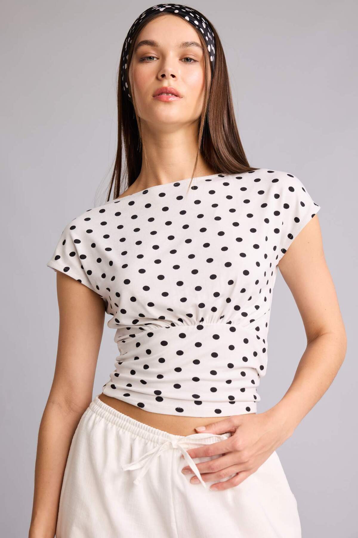Defacto Fitted Crew Neck Short Sleeve White T-Shirt I2032Ax26Sp