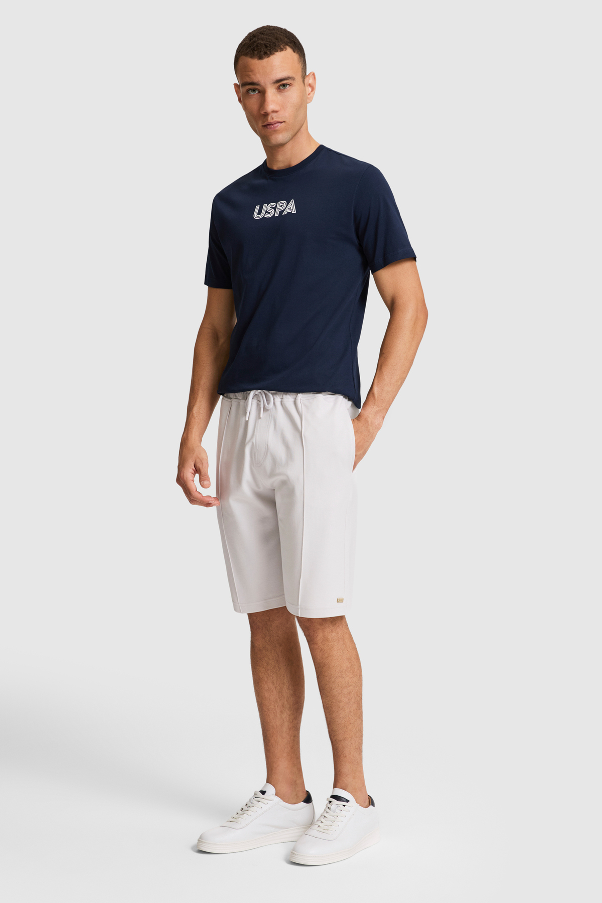 U.S. Polo Assn. Erkek Açık Gri Örme Şort 50327203-VR001 görsel 3