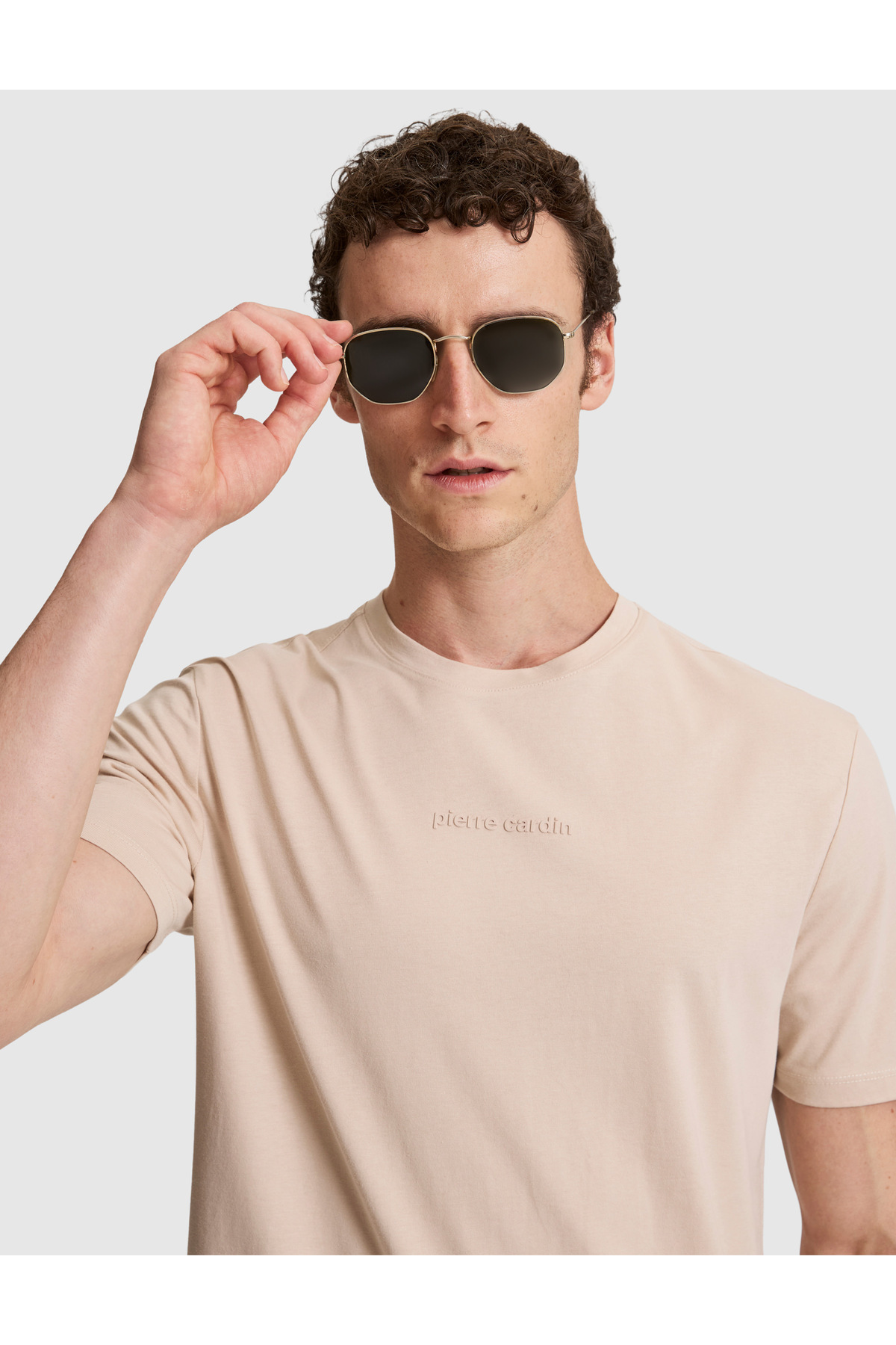 Pierre Cardin Koyu Bej Regular Fit %100 Pamuk Bisiklet Yaka Tişört 50327872-VR088 görsel 2