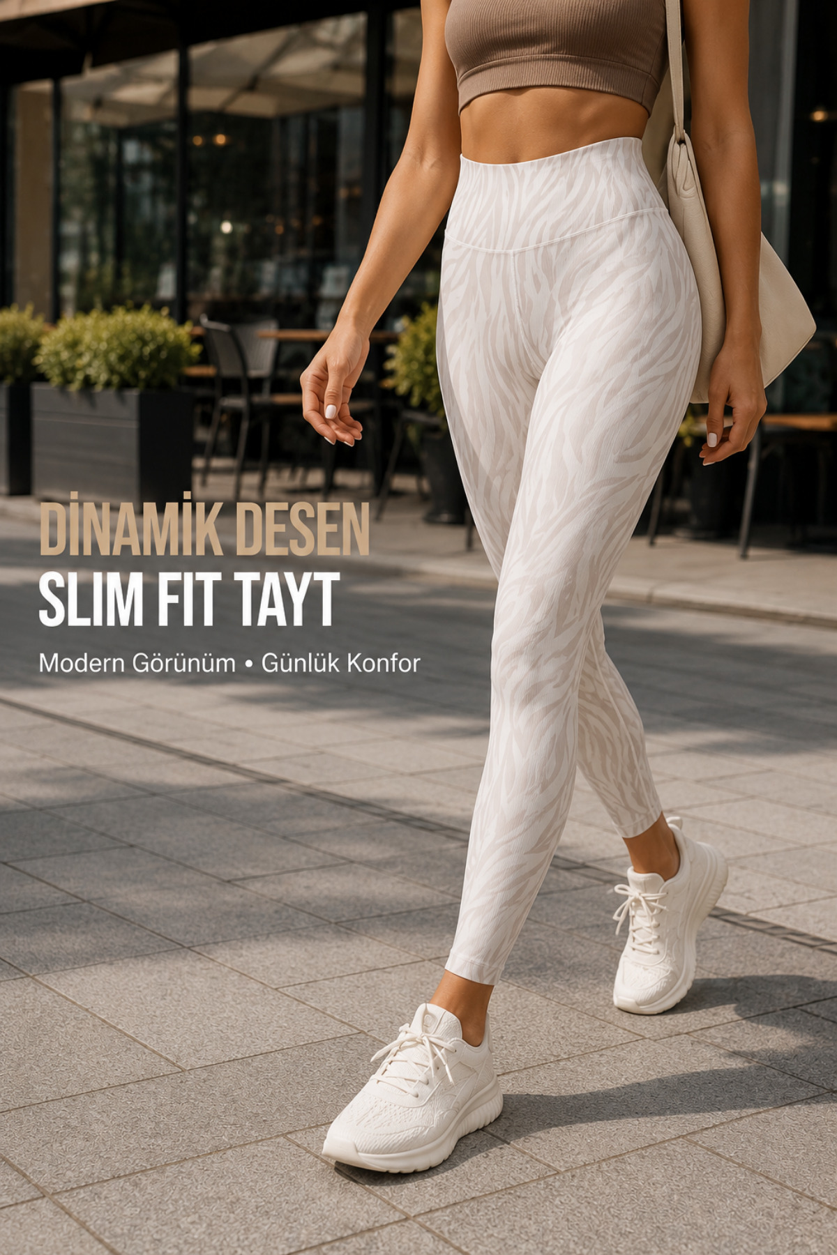 Oxyteez Tayt Kadın Premium Örme, Yüksek Bel Zebra görsel 5