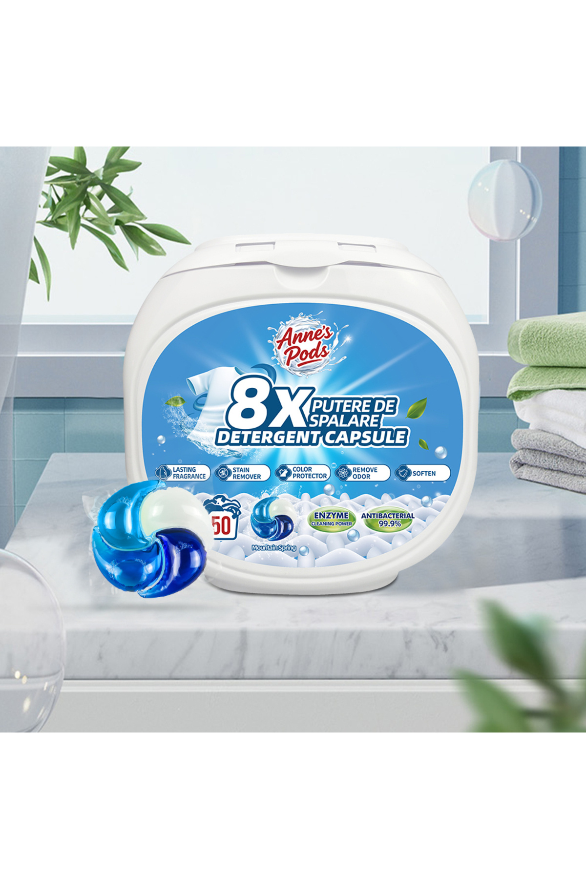 AnnesPods Capsule detergent concentrate 4 în 1 AnnesPods, Mountain Spring, 50...