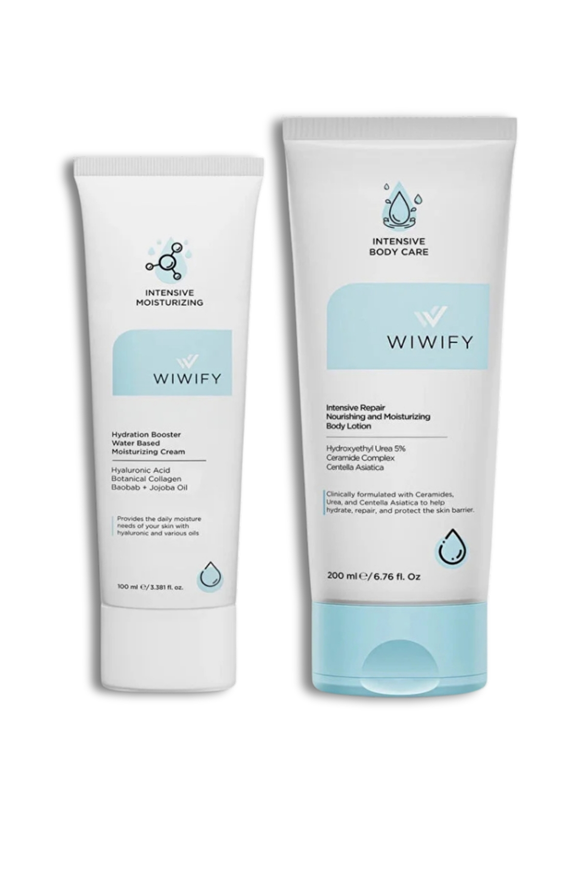 WIWIFY Yoğun Nem Seti, Nemlendirici Krem + Vücut Losyonu |Üre, Ceramide, Centella Asiatica, Hyaluronic Acid — 212