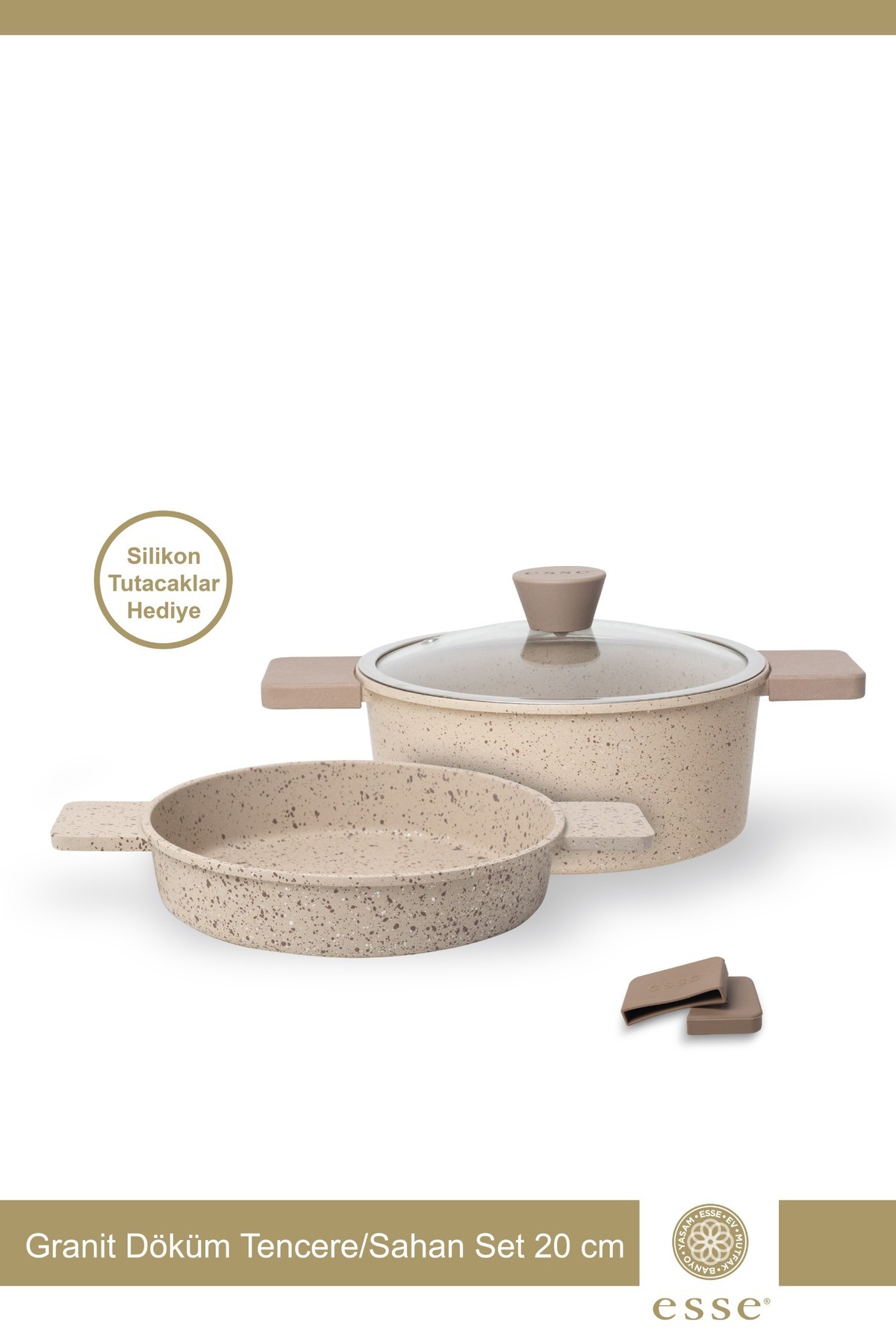 Esse Granit Döküm Derin Tencere 20 cm Döküm Sahan 20 cm Set 3 Parça