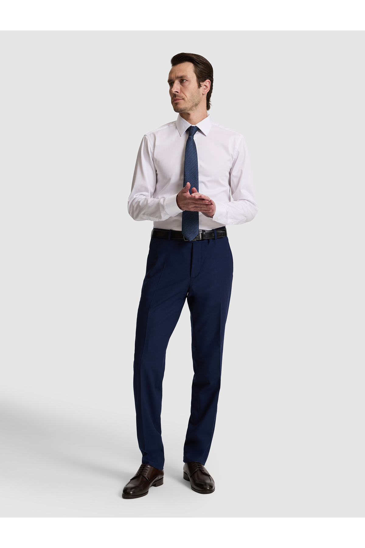 Beyaz Slim Fit %100 Pamuk Klasik Yaka Basic Gömlek 50328756-VR013 — سفید — تصویر 4 از 7