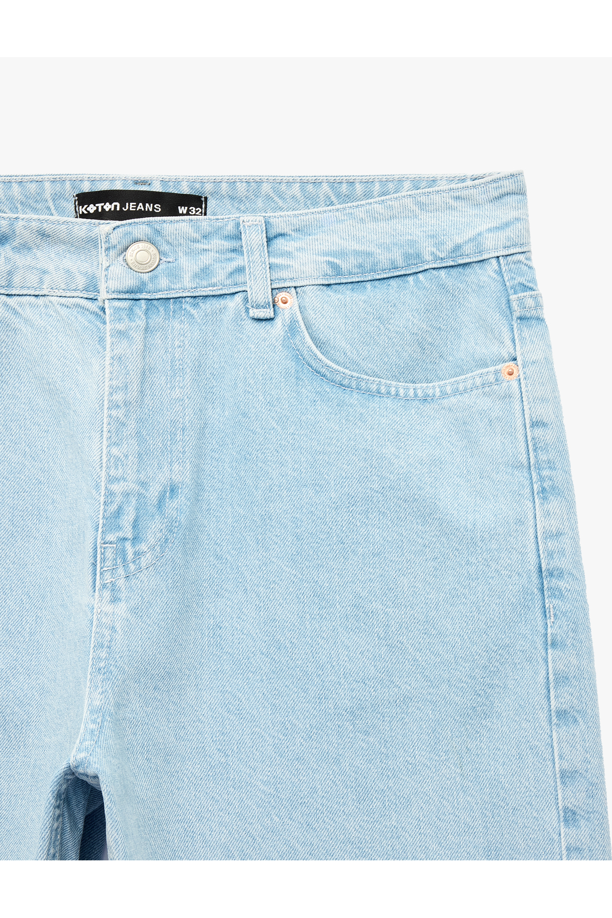 Koton Normal Bel Pamuklu Bermuda Straight Fit Jean Şort görsel 5