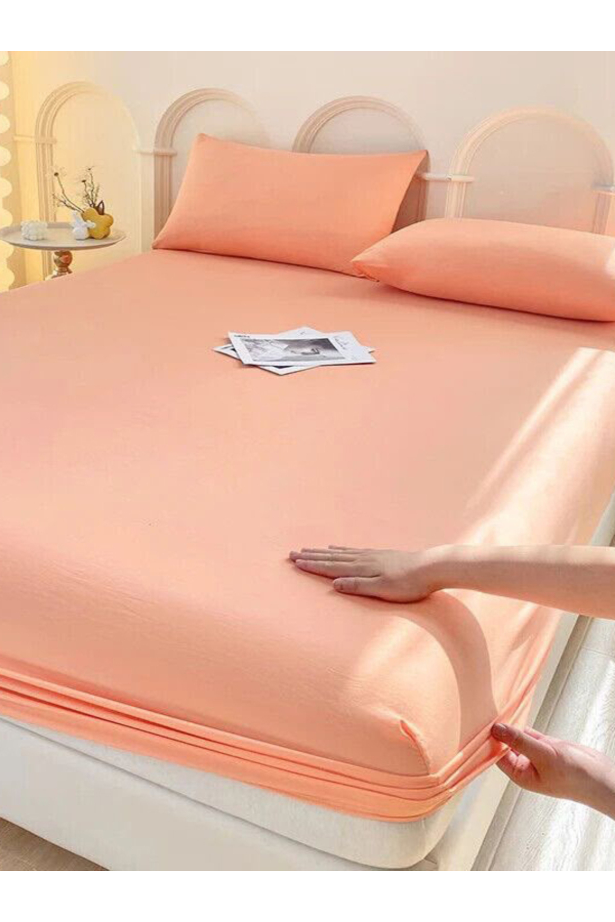 Cotton Ranforce Elastic Bed Sheet Set Choose Padded Size