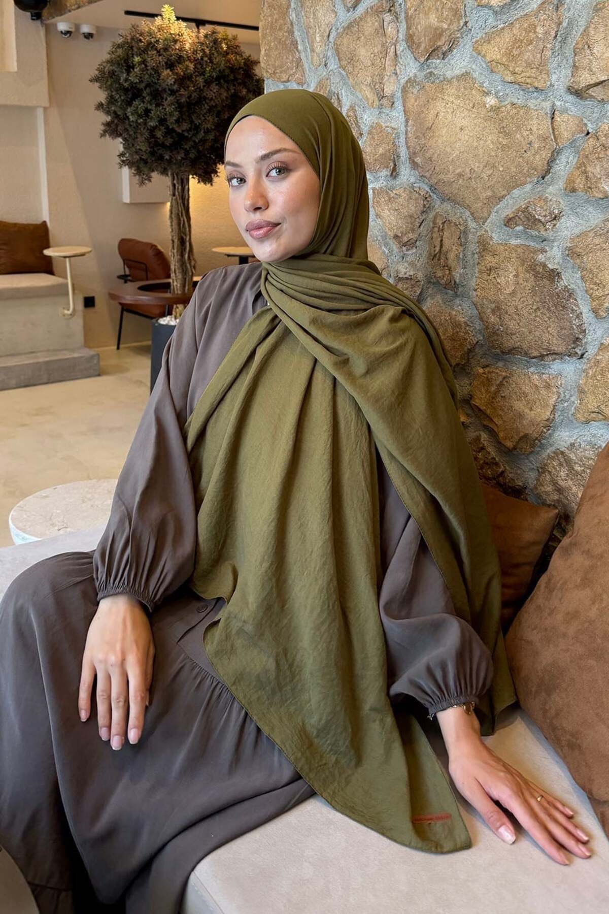 lamelif Rami Şal Asker Yeşili görsel 2