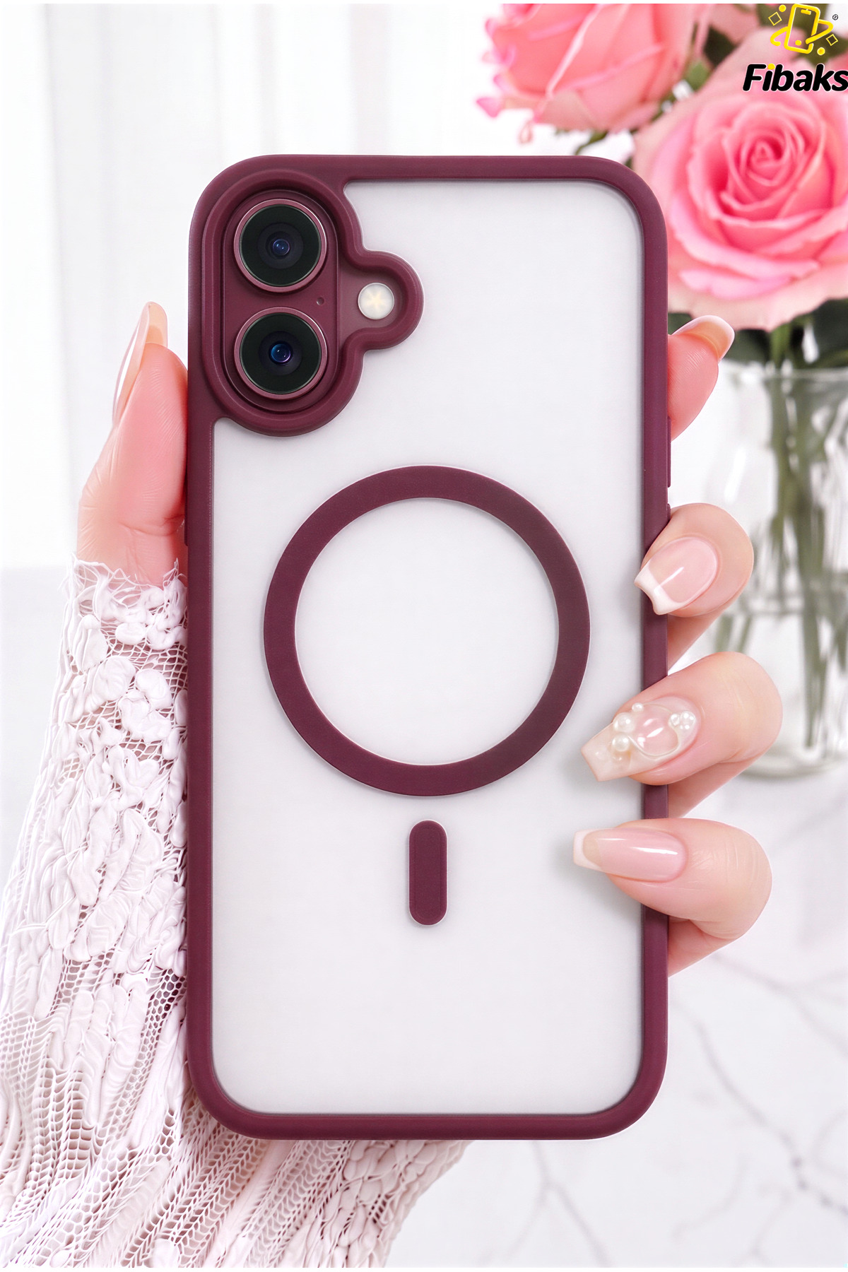 iPhone 17 Case Matte Color Fingerprint Free Camera Protruding Precision Key Magsafe Supported Phone Case Cover Burgundy