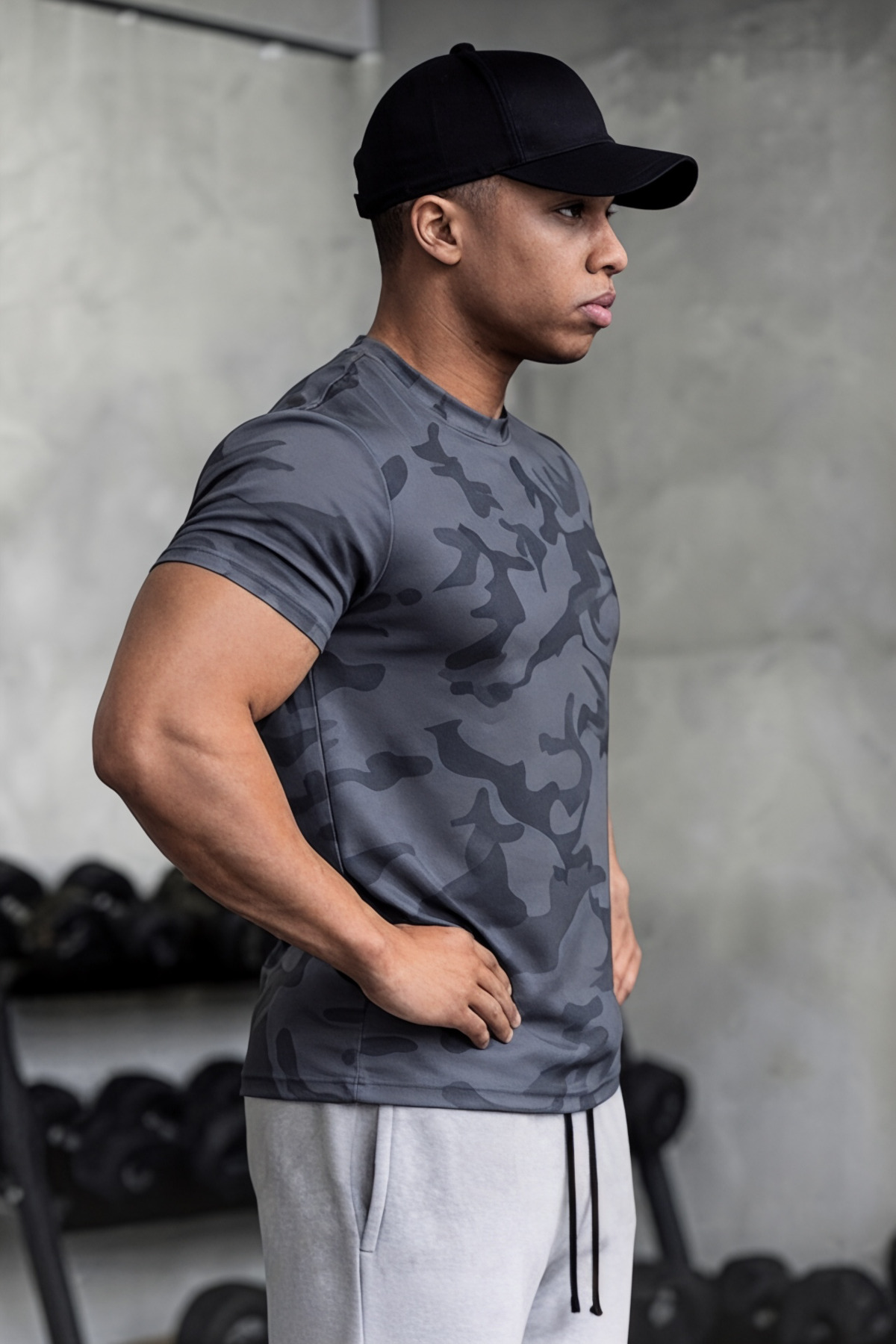 SERABLANKA Erkek Nem Emici Hızlı Kuruma Atletik Teknik Kamuflaj Desenli Spor T-shirt görsel 2