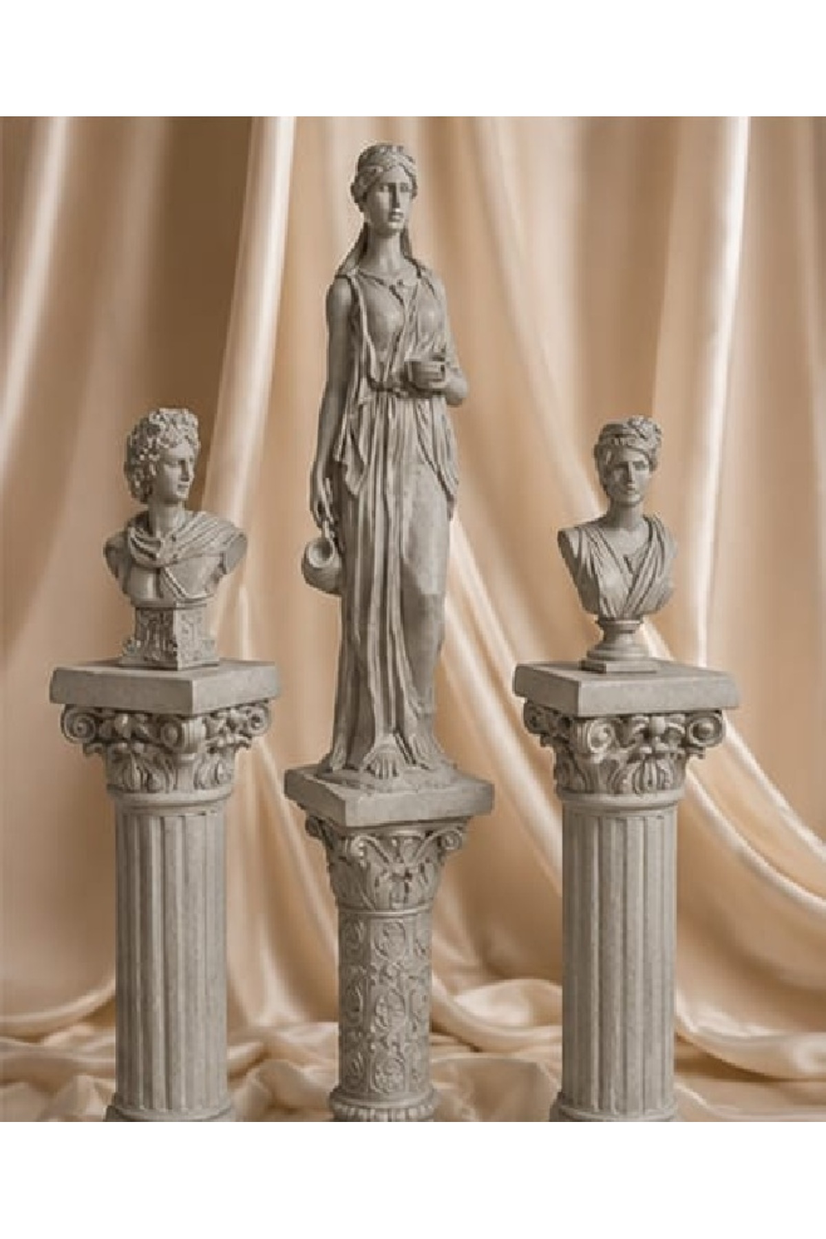 3-Piece Ancient Roman Column Sculpture Set Handmade Decorative Ancient Greek Sculpture Trinket Set