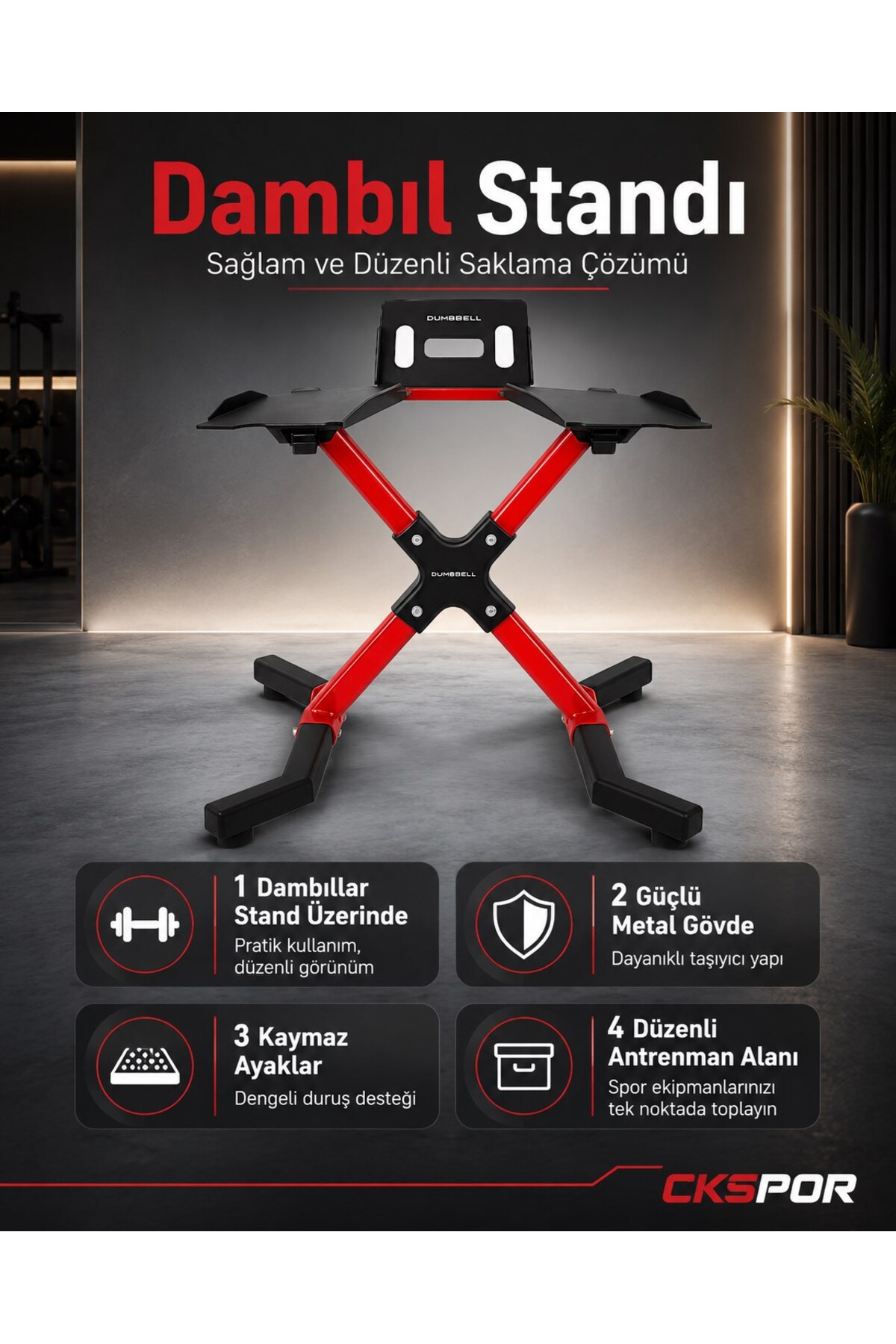 CKSPOR LUXURY Dambıl Standı Dayanıklı Ergonomik Tasarım Ayarlanabilir Dambıl Seti İçin Stand Tablet Standlı