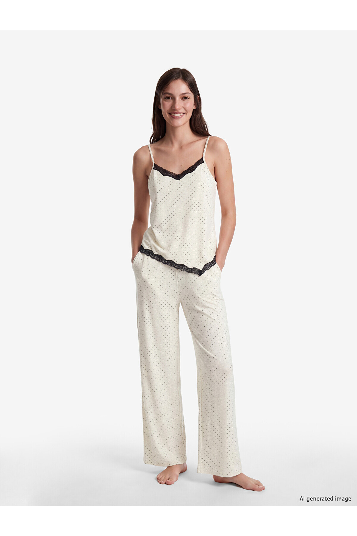 LC Waikiki Peak New Season Rope Strap Polka Dot Women's Pajama Set