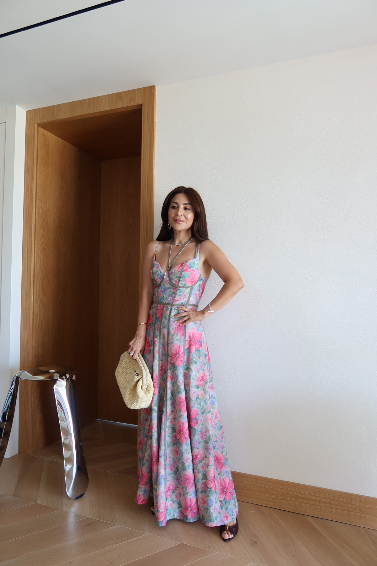 Özge Özgenç Floral Pattern Dress with Sewing Detail
