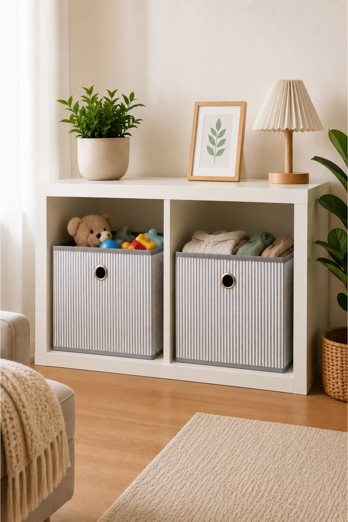 BEST CONCEPT 2 Adet Gri Çizgili Çok Amaçlı Dolap İçi Düzenleyici