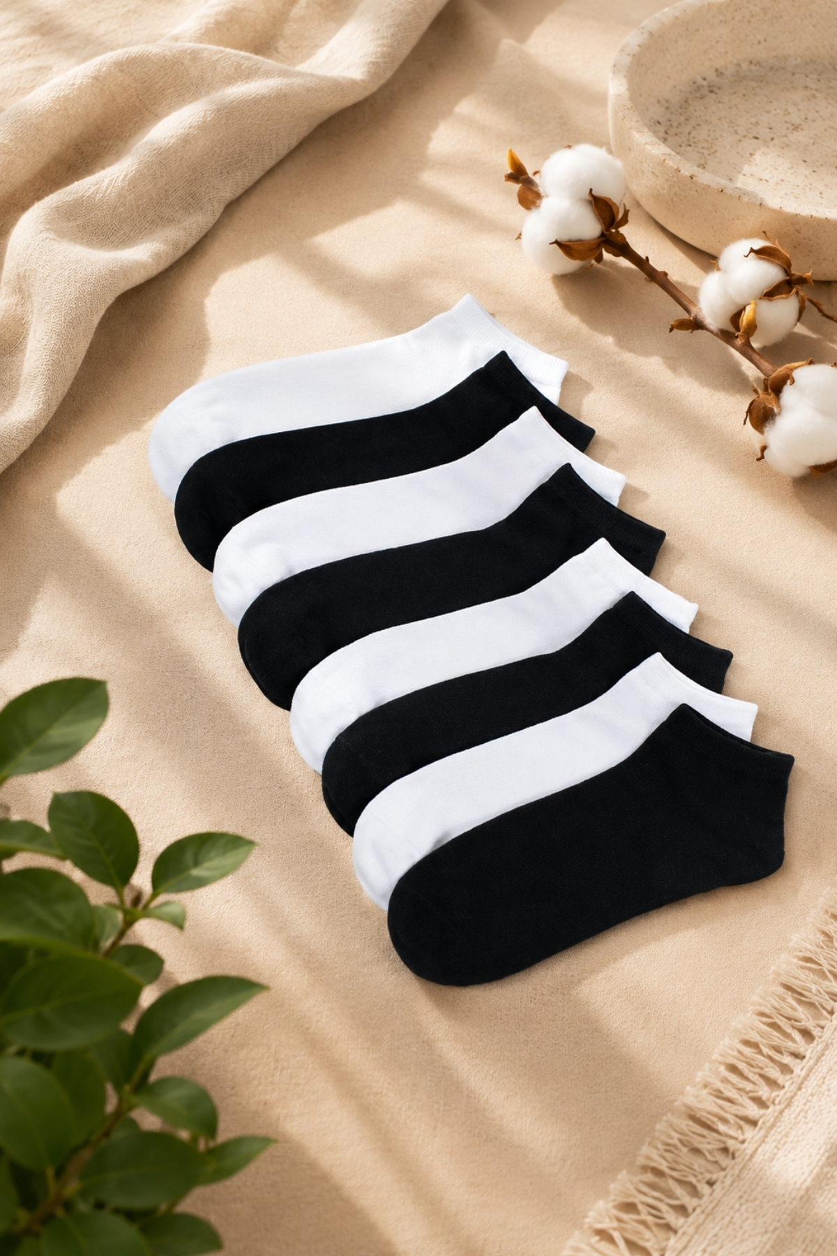 Dore Orijinal 6 Çift Unisex Pamuklu Spor Ayakkabı Sneaker Kısa Patik Çorap - 3 Siyah - 3 Beyaz
