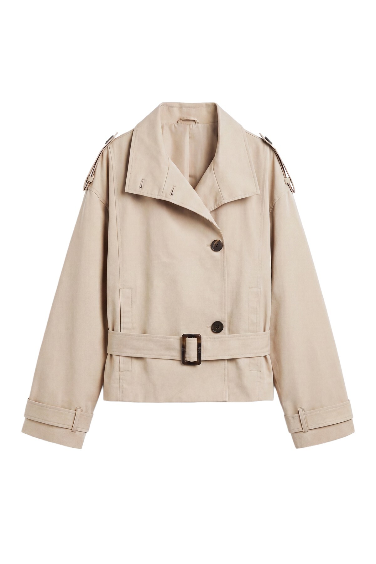 Pull & Bear Kuşaklı kısa trençkot görsel 3