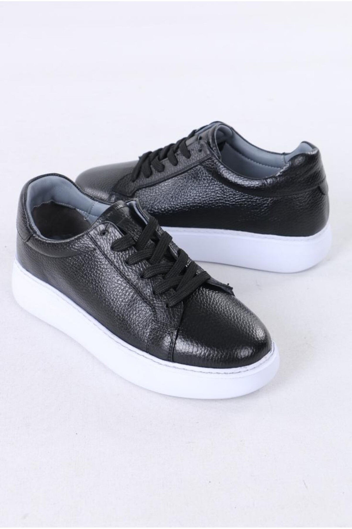 TROVIX Premium Siyah Erkek Sneaker, %100 Hakiki Deri, Beyaz EVA Tabanı görsel 4