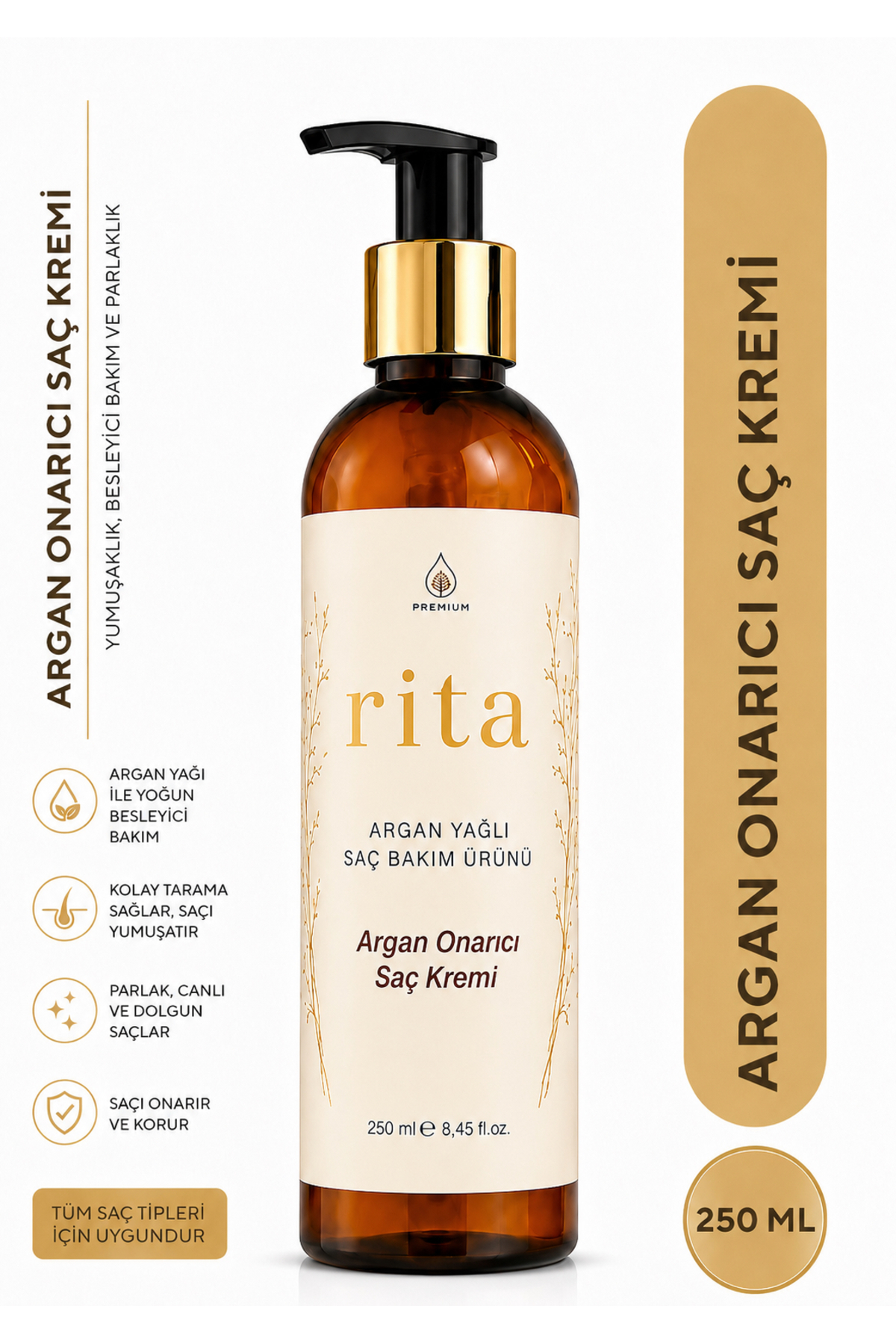 Argan Yağlı Saç Bakım Seti 3’lü | Şampuan 250 ml + Saç Kremi 250 ml + Yoğun Onarıcı Saç Maskesi 250 ml — BKMSET — تصویر 4 از 9